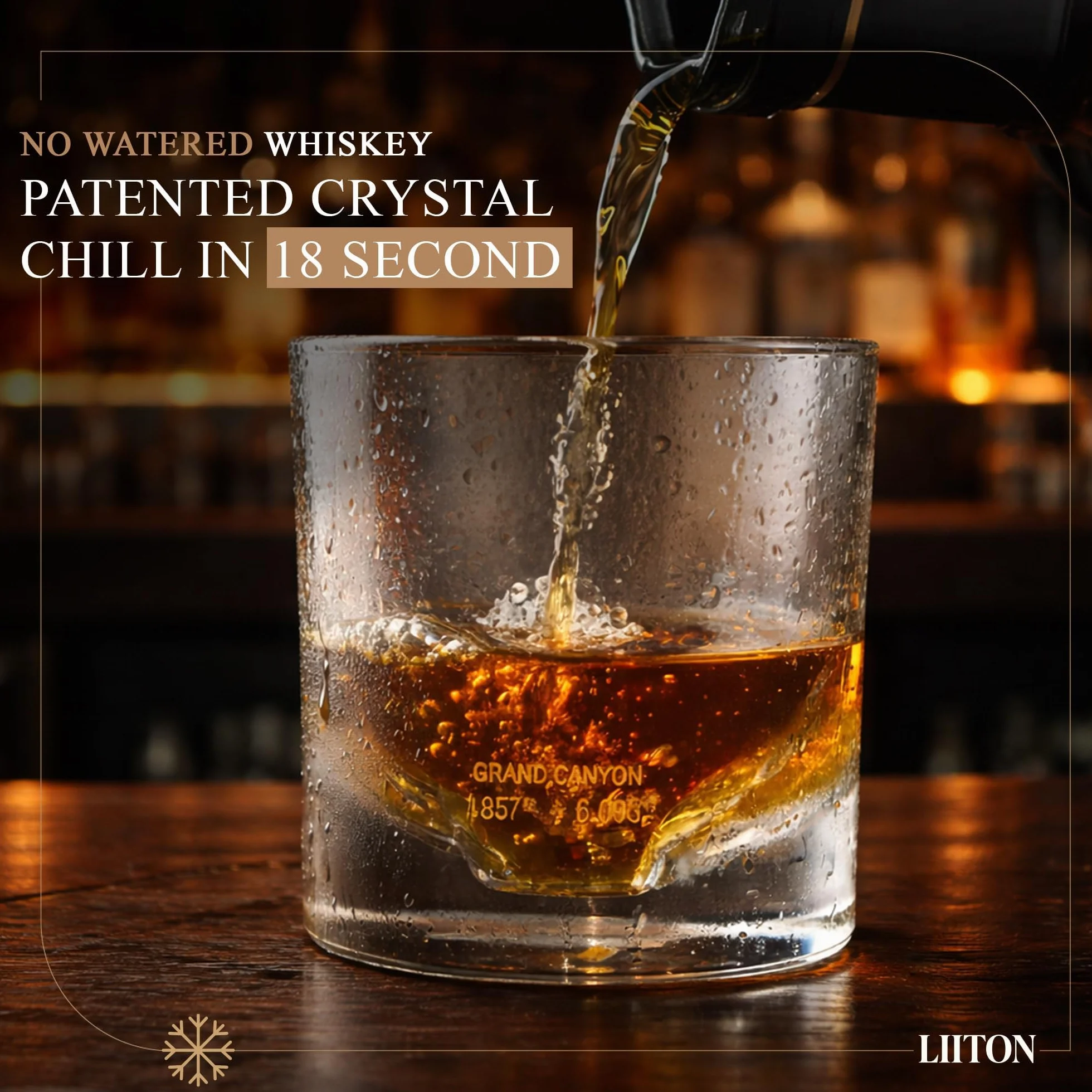 LIITON Ciężkie Kryształowe Szklanki do Whisky - Zestaw Upominkowy, Grube Mrożone Szklanki do Burbona, 0,5 kg, Premium Prezenty dla Mężczyzn, Kryształowe Dreszcze Koktajle