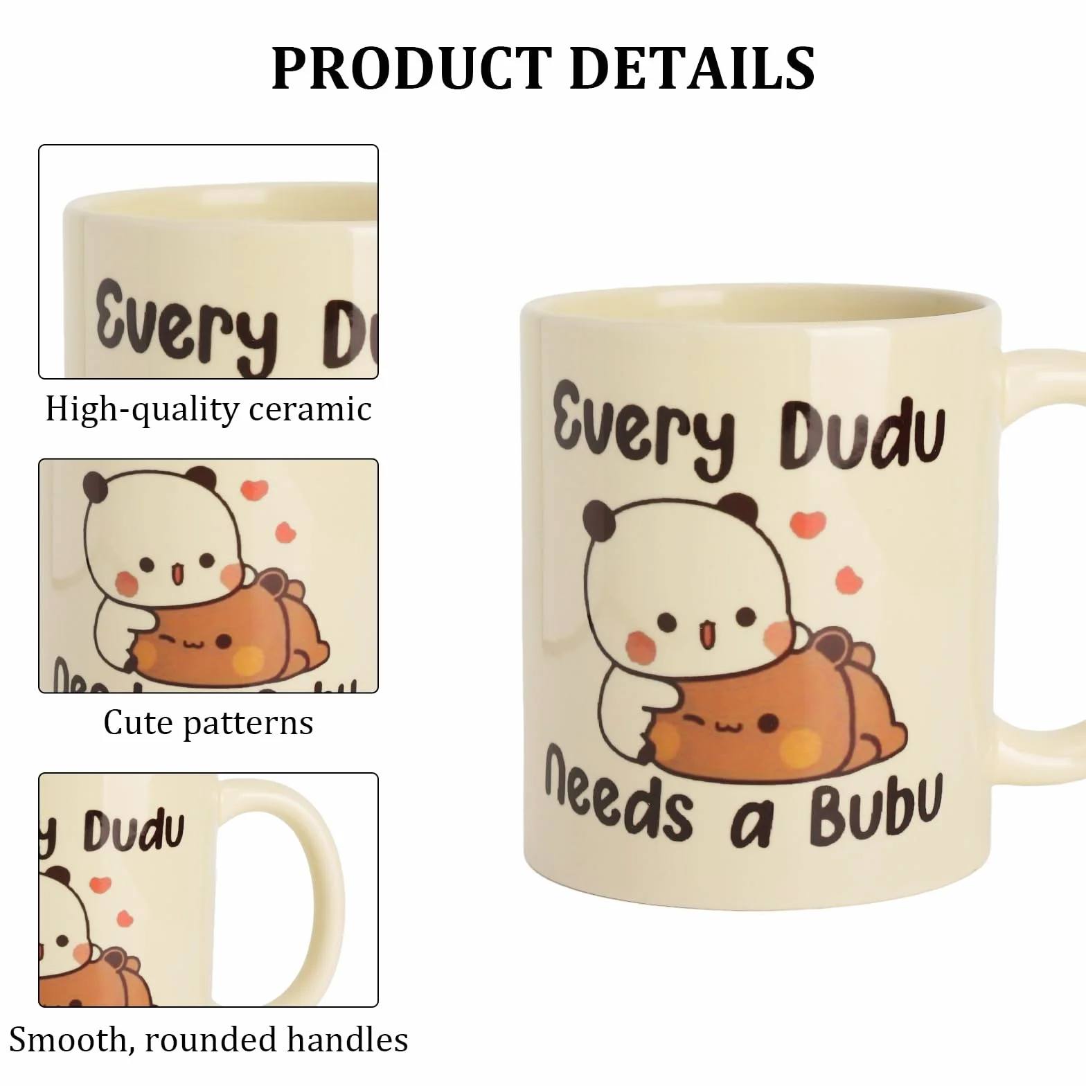 Bubu Dudu ceramiczna filiżanka do kawy 350 ml mleczna biel odporna na wysokie temperatury