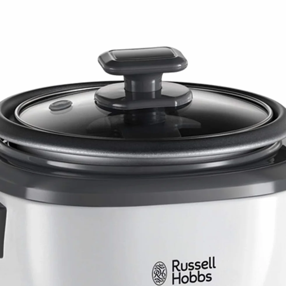 Russell Hobbs szybkowar, ryżowar, pojemność 0,8l, wyjmowany garnek, funkcja podtrzymywania ciepła, pokrywka ze szkła hartowanego, stal nierdzewna, moc 300W, biały, Szybkowar 27030-56