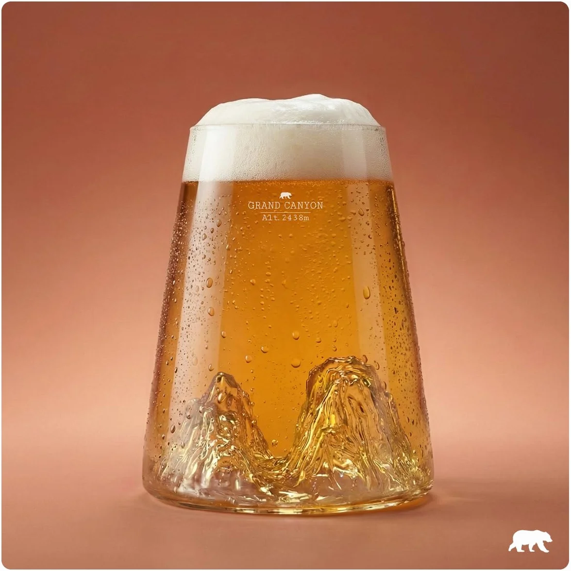 Szkło 450ml ręcznie dmuchane borokrzemianowe z wytłoczonymi górami TOPOGRAPHIC Wielki Kanion