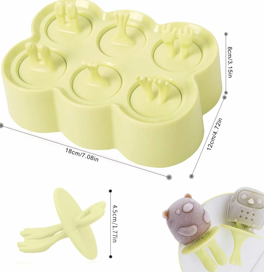 Foremki do lodów dla dzieci, 6 foremek do lodów na patyku, małe foremki do lodów popsicle, foremki do lodów szypułkowych, lizaki, mini foremki do lodów (zielone)