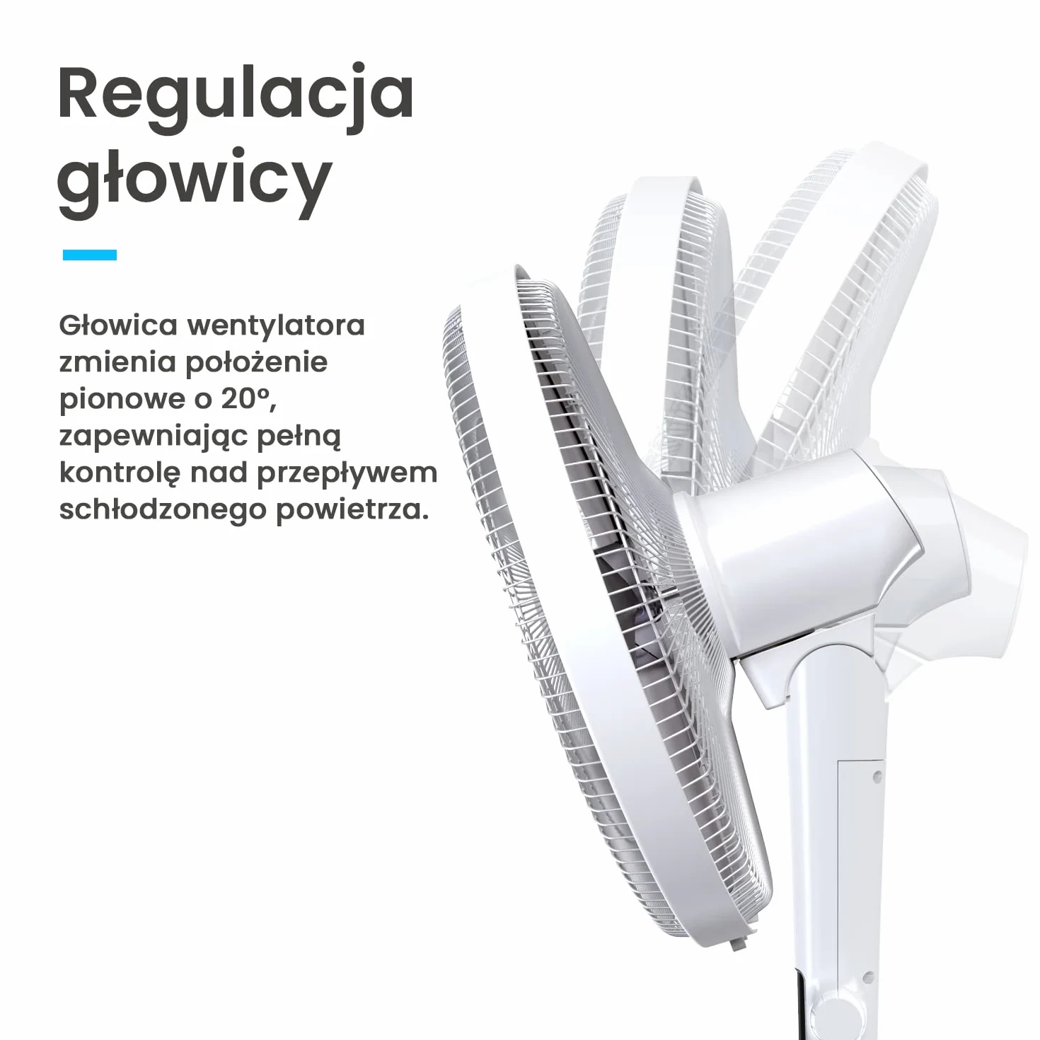 Pro Breeze Wiatrak Stojący Oscylujący 28W, Duży Pionowy Cichy Wentylator Podłogowy z Silnikiem DC, 40cm, 26 Prędkości, Biały