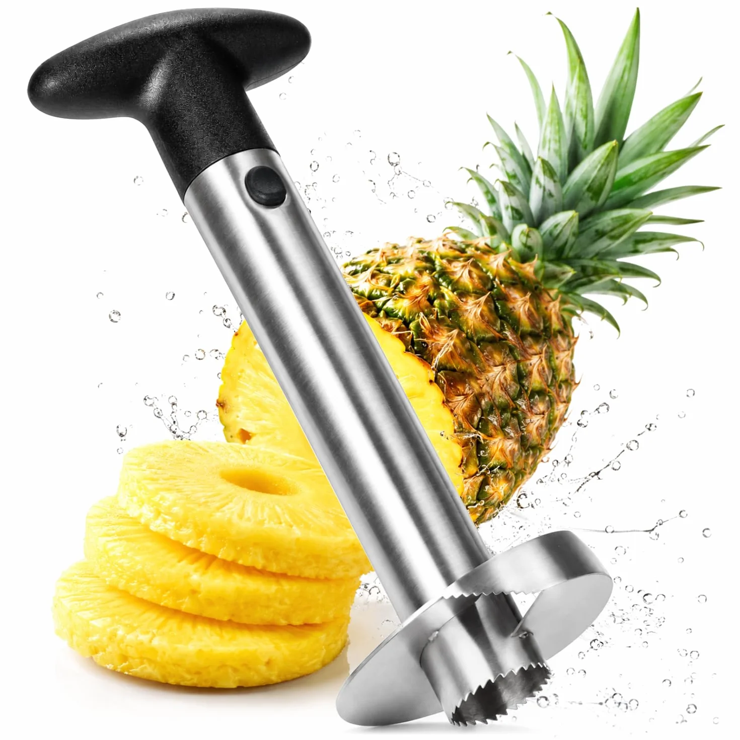 COM-FOUR® Nóz do ananasa 3 w 1 - Obieraczka do ananasów wykonana ze stali nierdzewnej, mozna myc w zmywarce - Noz do ananasów z ostrym ostrzem (01 kawalek - nóz do ananasa)