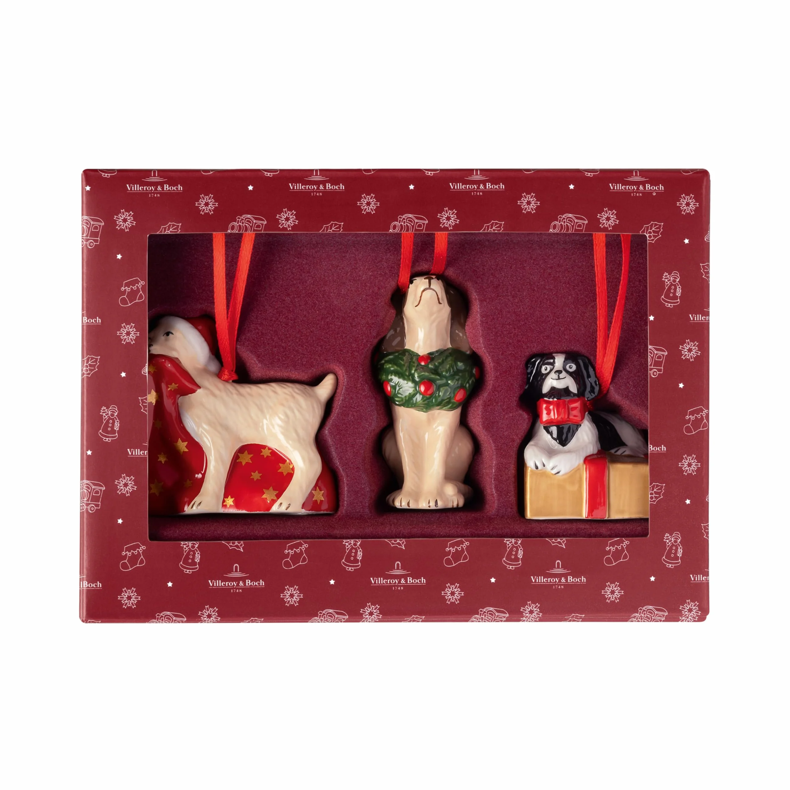 Villeroy & Boch Nostalgic Ornaments zestaw ozdób psy 3 el. 5 x 5 x 7,5 cm figurki porcelanowe