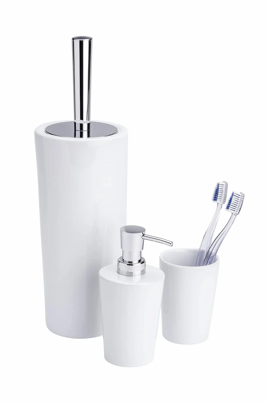 Wenko 21695100 Coni biały uchwyt na kubek na szczoteczki do zębów, na szczoteczki do zębów i pastę do zębów, ceramiczny, 7,5 x 10,7 x 7,5 cm, biały
