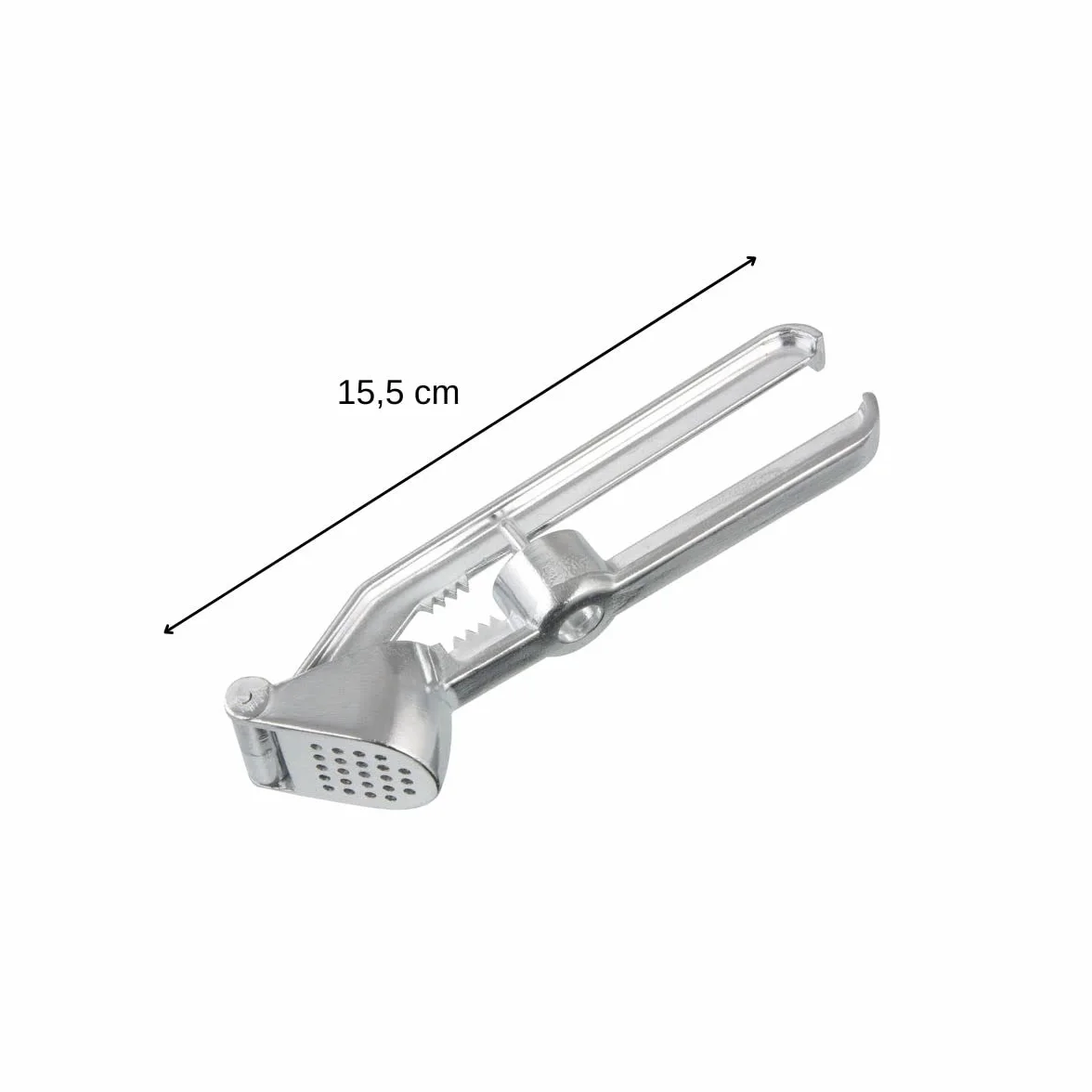 Fackelmann Prasa do czosnku z oliwek z aluminium, srebrna, 15,5 x 7,8 x 3 cm