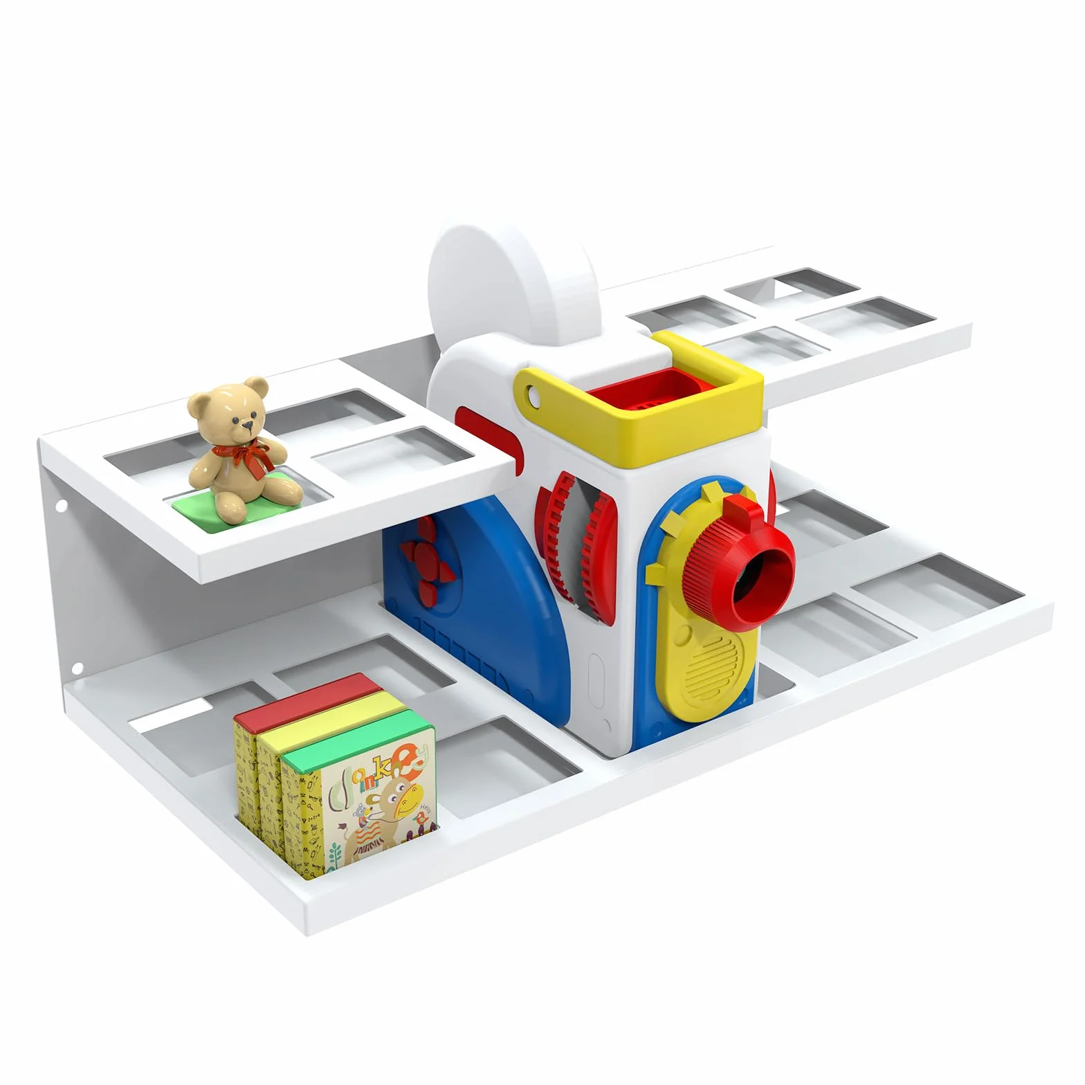 Półka ścienna, kompatybilna z zestawem startowym książek Little Tikes Story Dream Machine, do maszyny do gier Storytime dla książek, przechowywanie małych postaci (Biała)