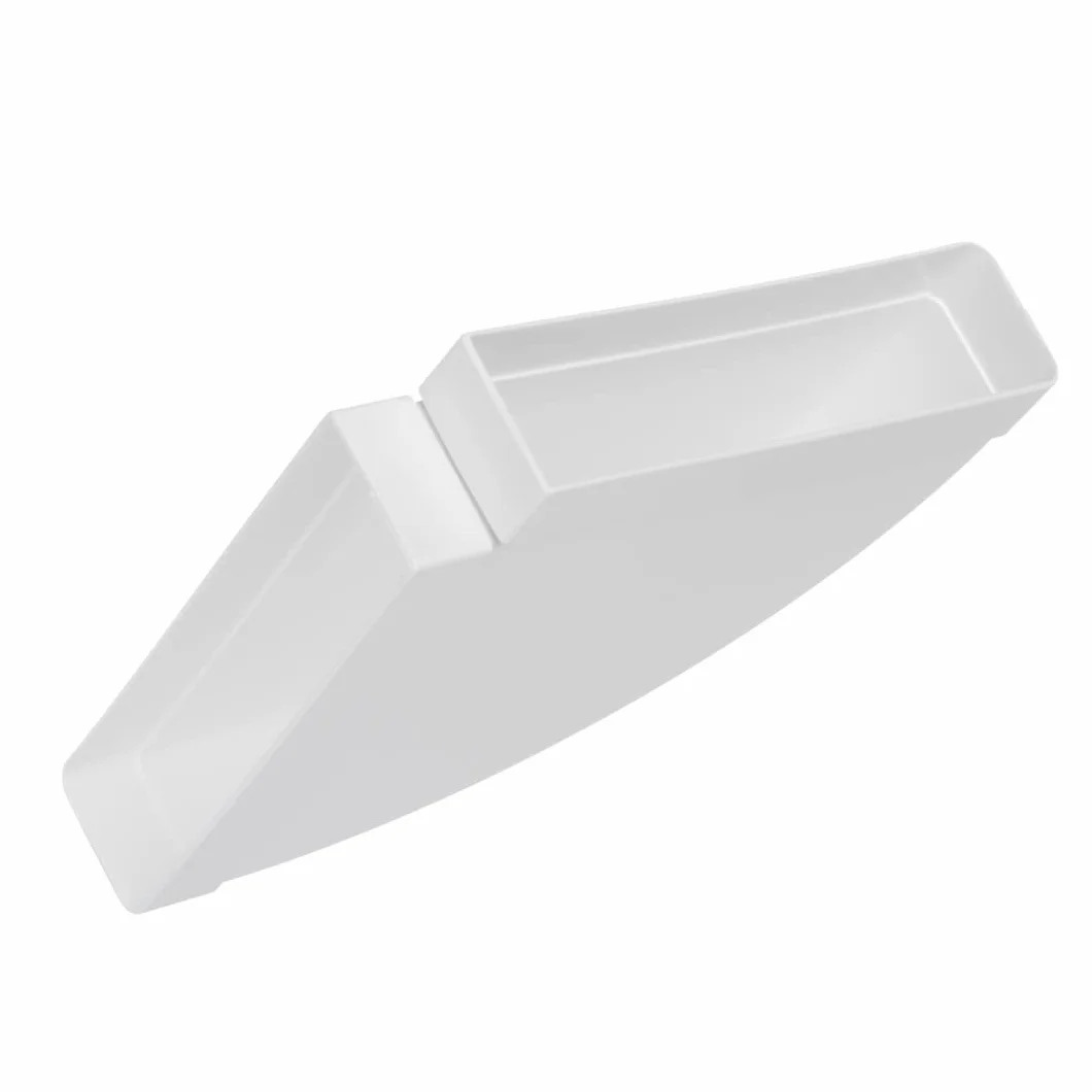 55 x 110 mm kolanko kanału 90° poziome do systemów wentylacyjnych kanału płaskiego. Kanał wylotowy lub kanał powietrza nawiewanego. Kątowa rura wylotowa kanał powietrza