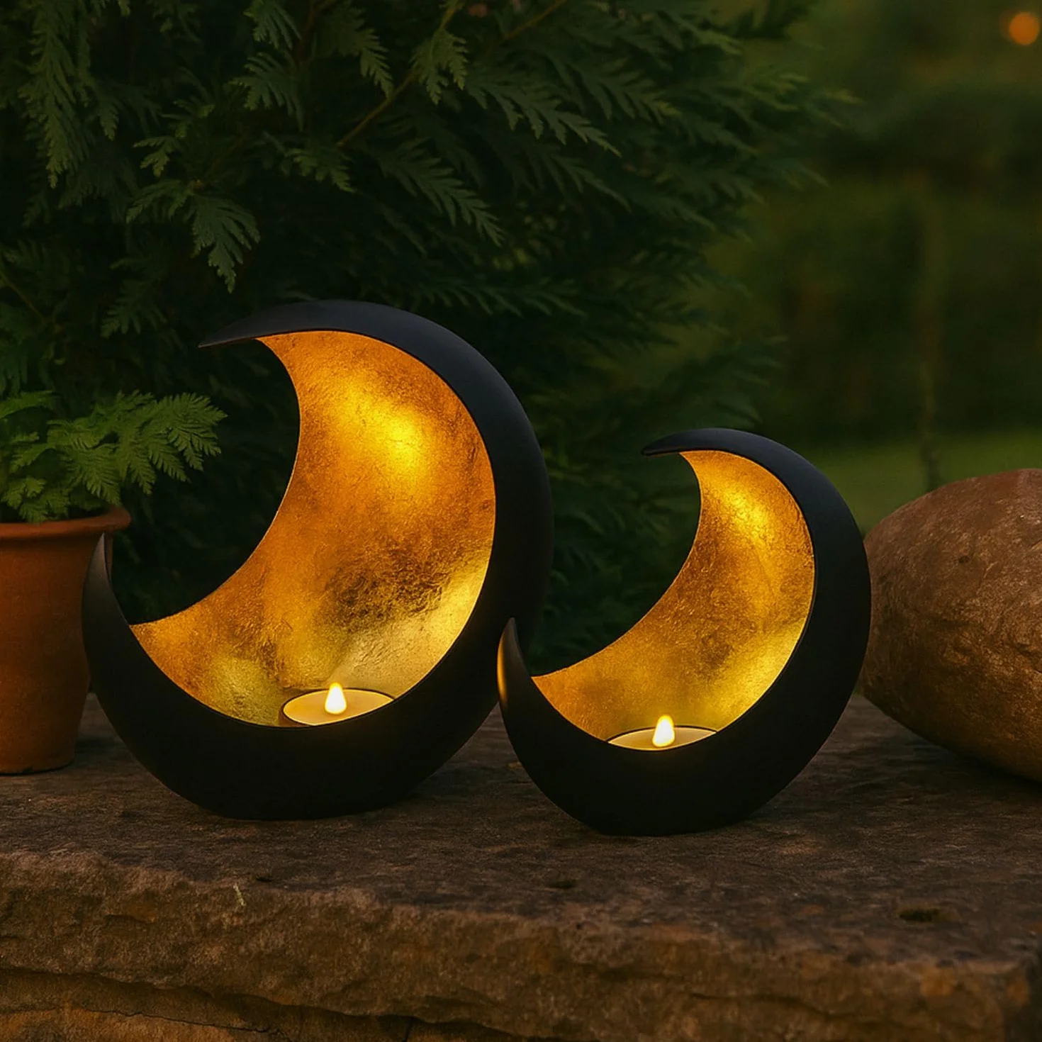 Złoty dekoracyjny świecznik na tealight 20 cm metalowy