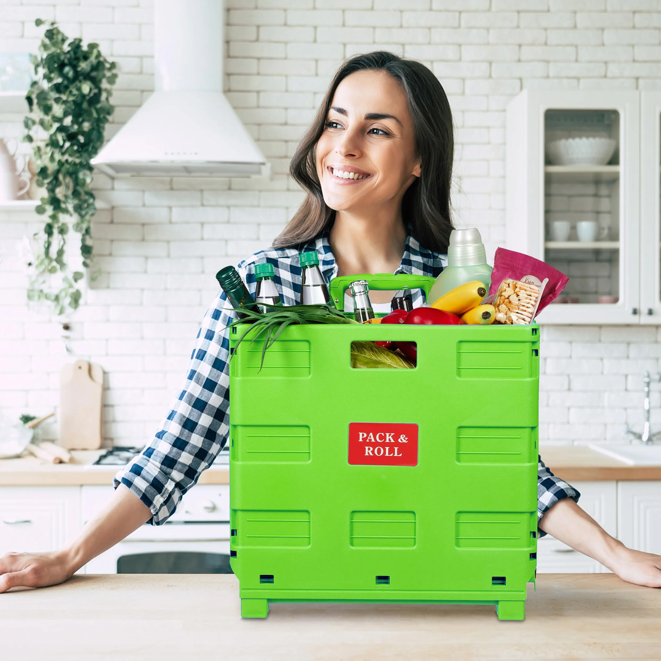 Relaxdays Wózek na zakupy, składany wózek z kółkami i uchwytem teleskopowym, do 35 kg, składana pomoc przy zakupach, wózek na kółkach, zielony