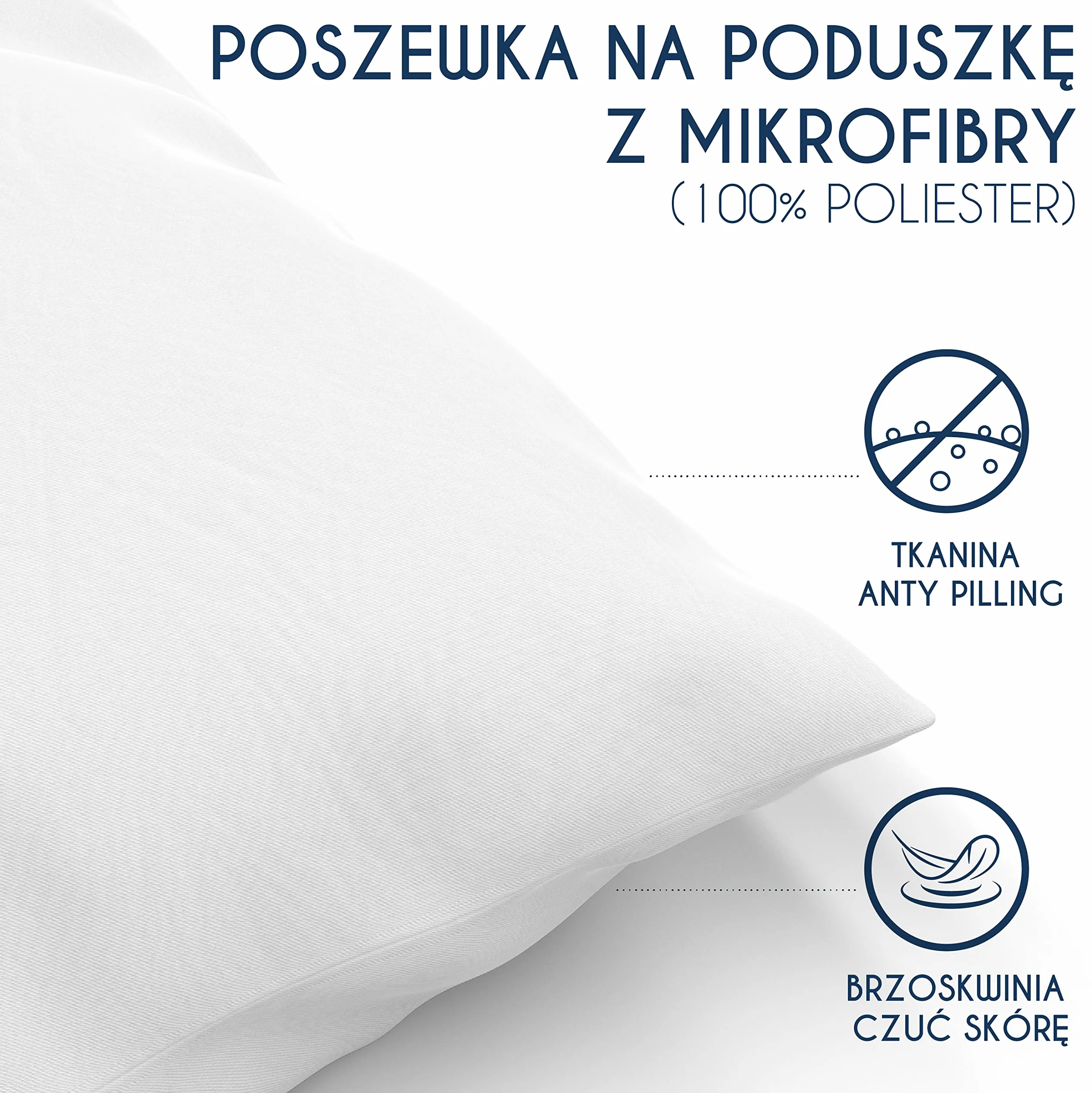 Dreamzie Poszewka na poduszkę 80 x 80 cm 2 sztuki mikrofibra Oeko-Tex biała