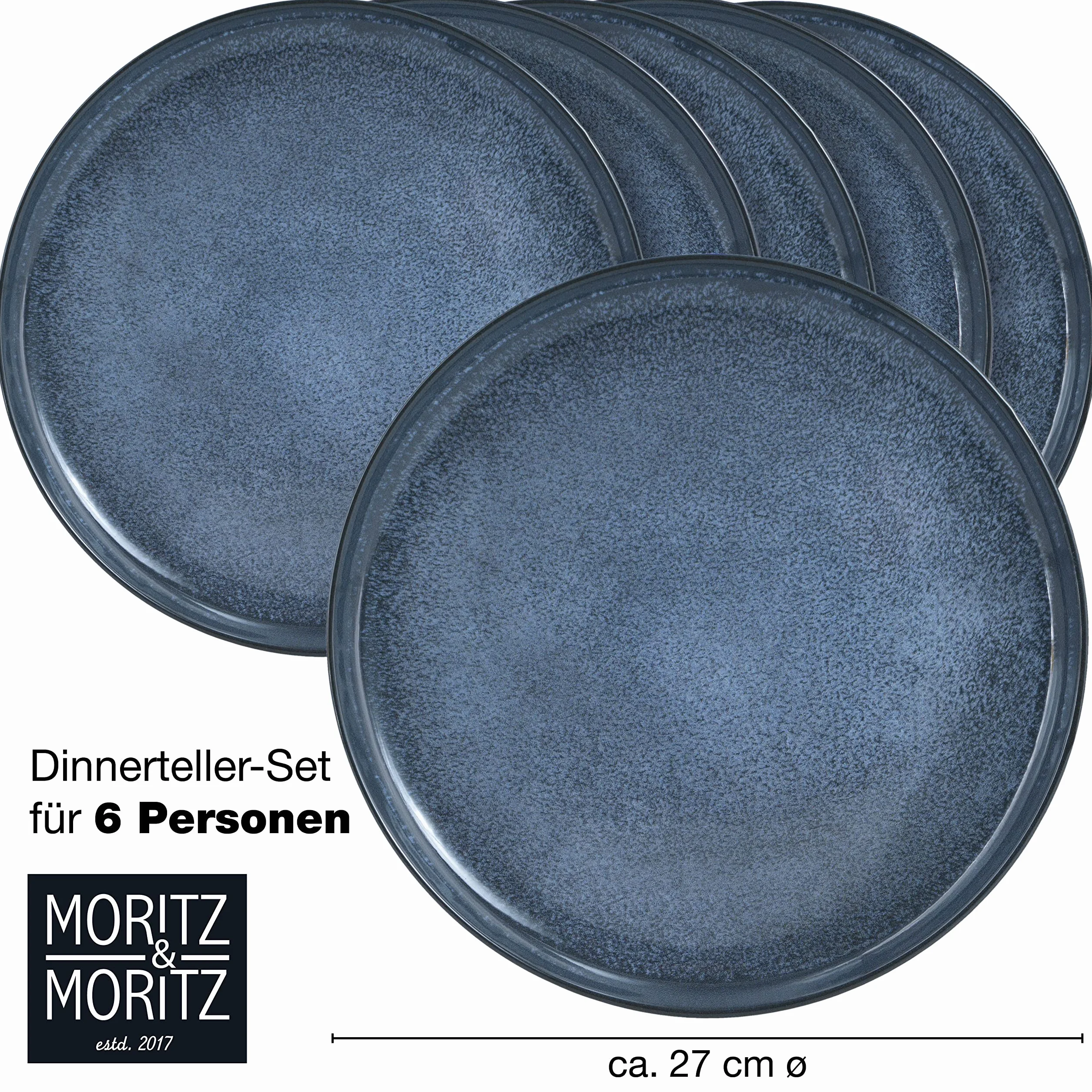 Moritz & Moritz zestaw 6 talerzy obiadowych porcelana niebieski do zmywarki i mikrofali