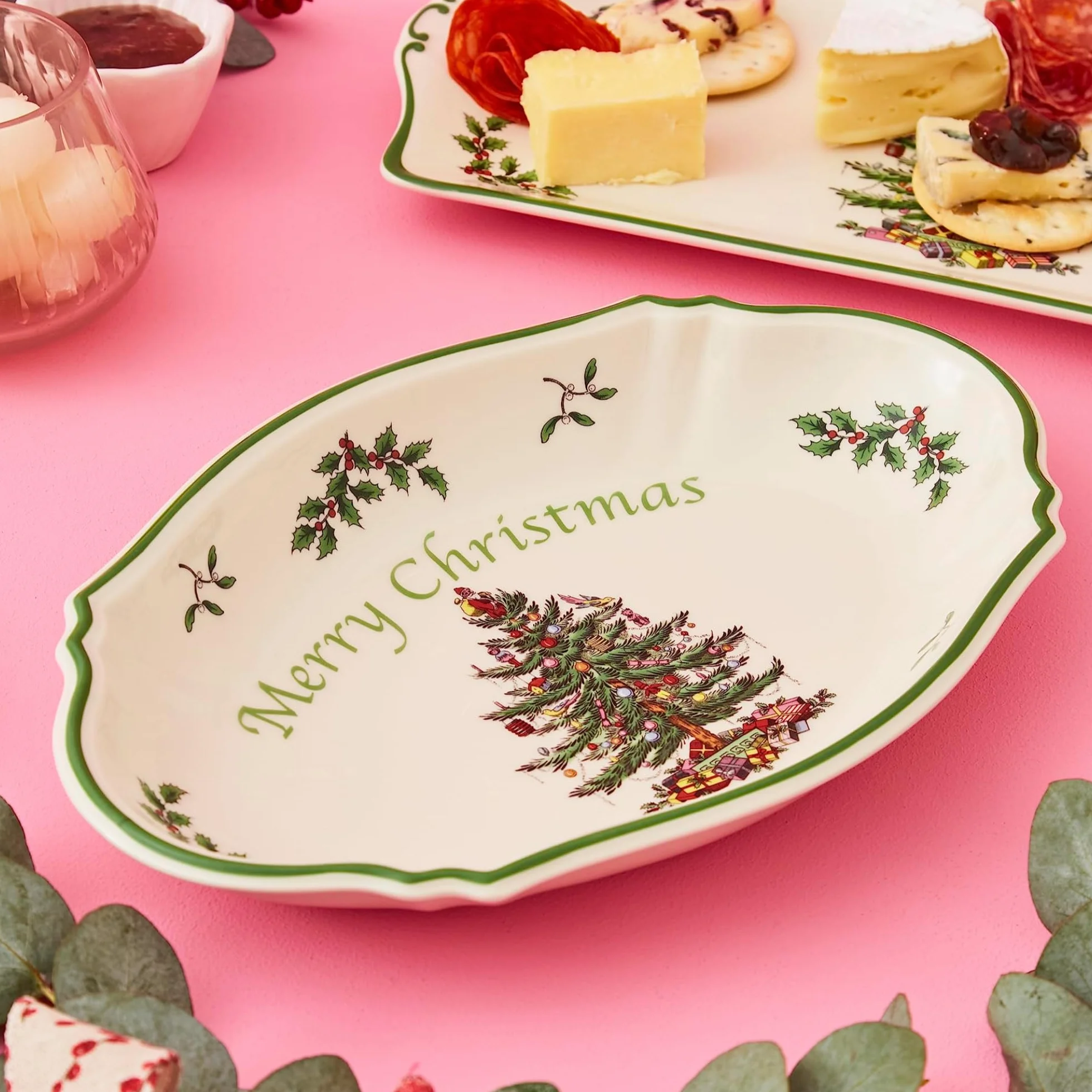 Portmeirion Home & Gifts Merry Christmas tacka pojedyncza, ceramiczna, wielokolorowa, 30 x 28 x 3,5 cm