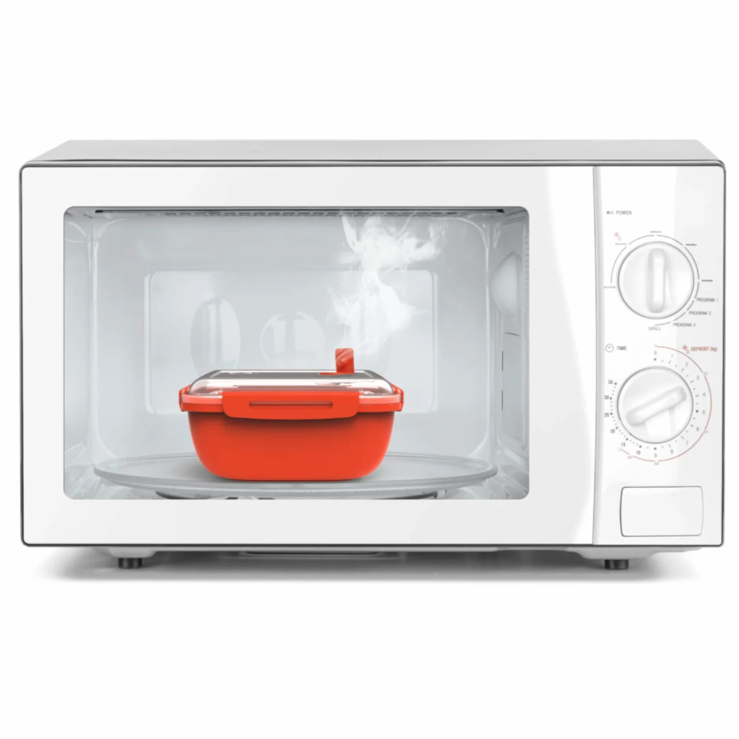 Rotho Memory Microwave szybkowar parowy 1,7 l, z sitkiem, do kuchenki mikrofalowej, tworzywo sztuczne (PP), nie zawiera BPA, czerwony/przezroczysty, 1,7 l (19,5 x 19,5 x 9,1 cm)