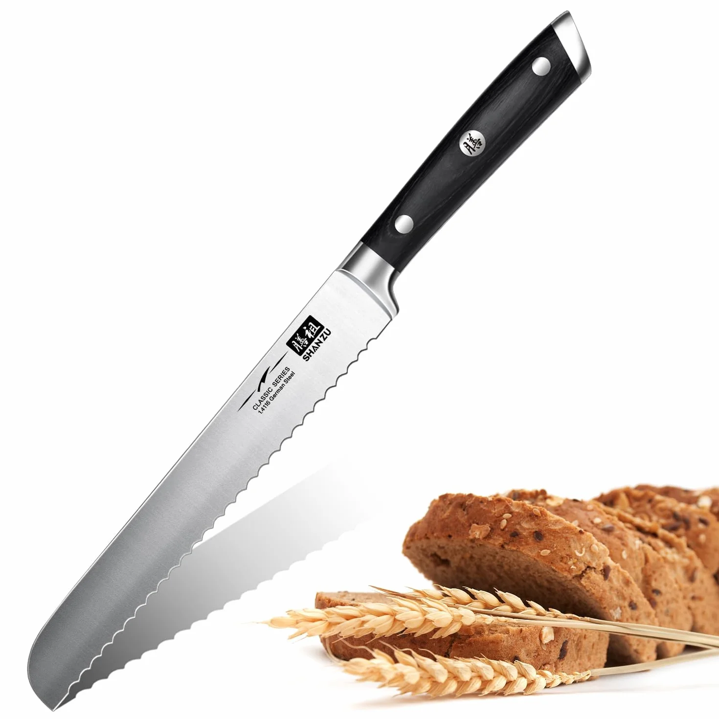 Nóż do chleba SHAN ZU ząbkowany nóż kuchenny stal nierdzewna 20 cm - seria CLASSIC