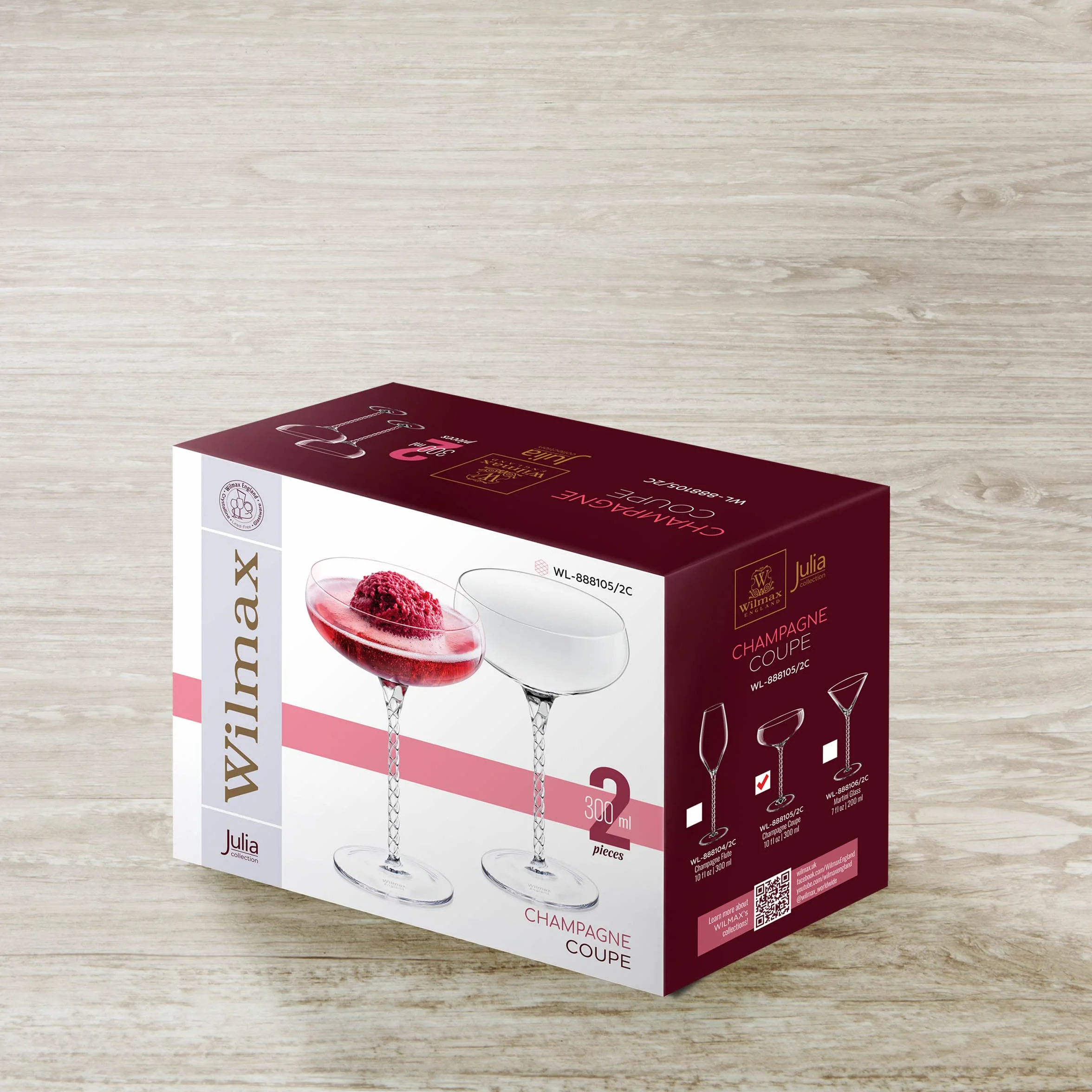 Wilmax kieliszki do szampana 2 sztuki 300 ml