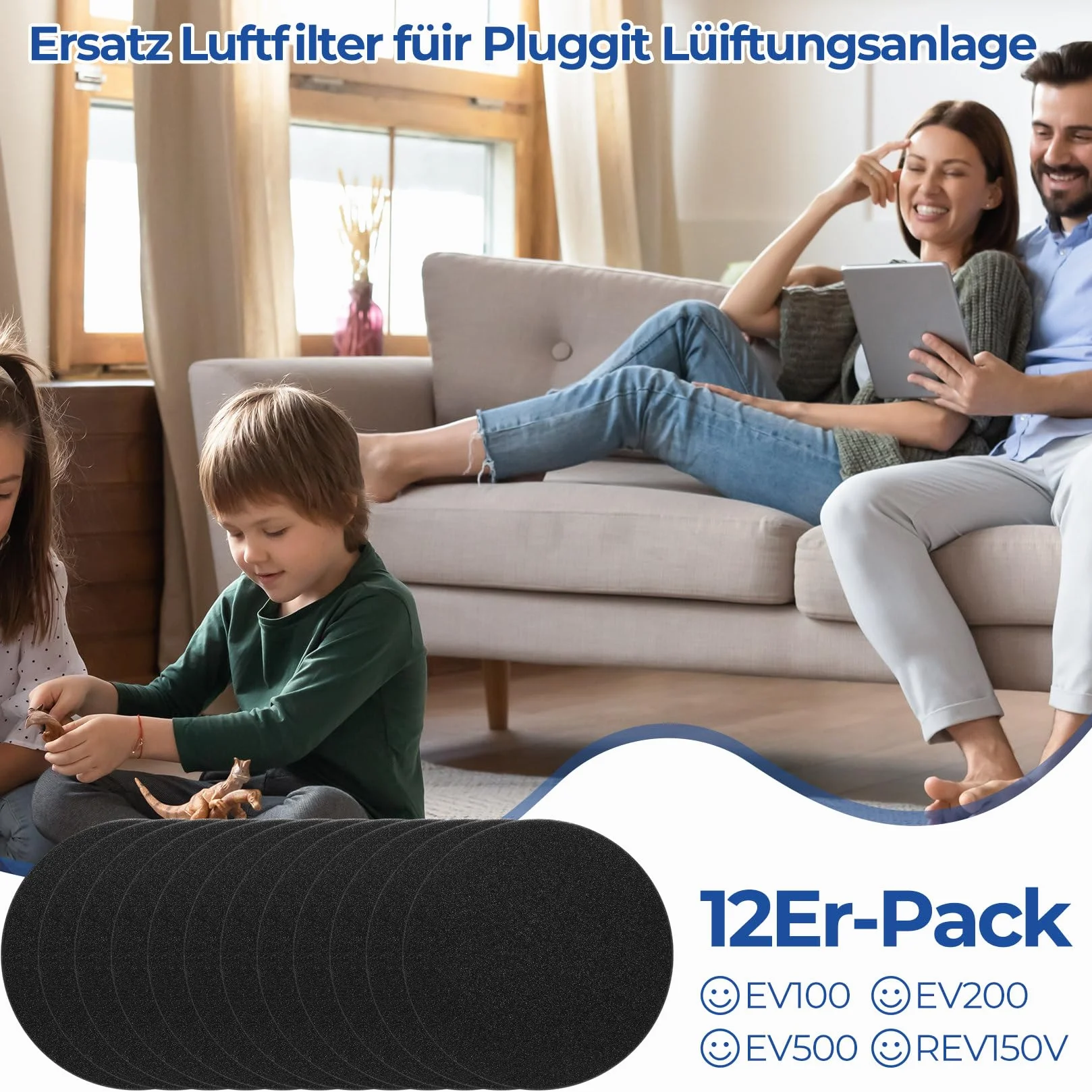 Filtry Powietrza do Pluggit EV100V EV200V EV500 REV150V Ø140mm Zestaw 12 Sztuk