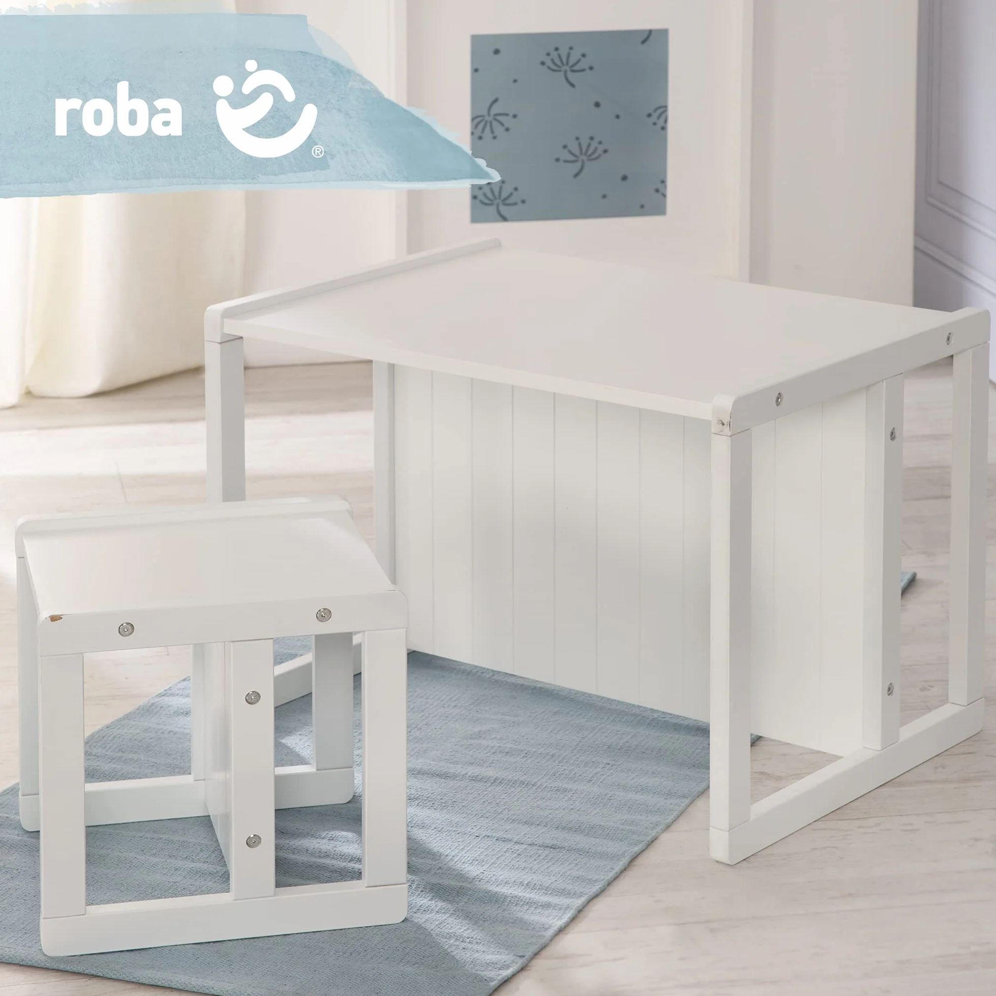 Roba Taboret Biały 30 x 30 x 30 cm