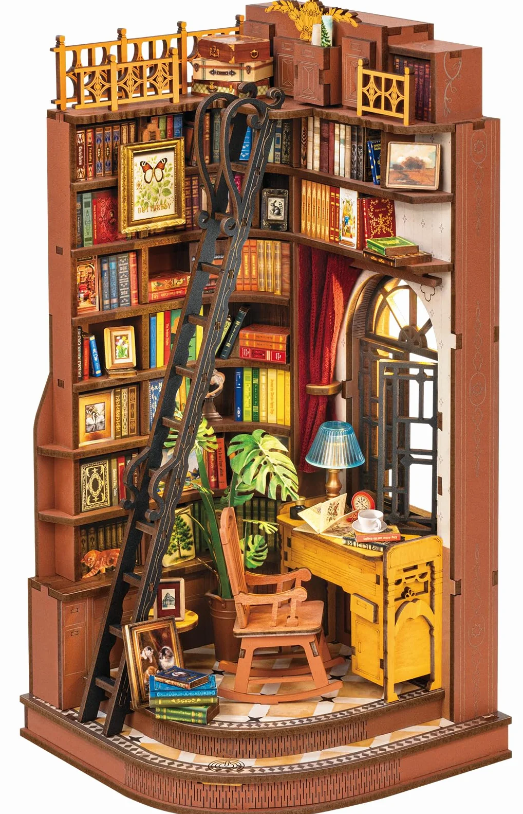 ROBOTIME Book Nook Corner Study DIY 3D Drewniane Puzzle Podpórka do Książek Dekoracja Półki