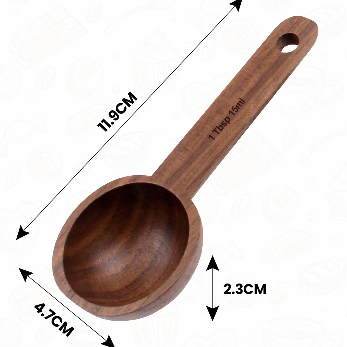 Łyżka do kawy z orzecha włoskiego 15 ml, akcesoria kuchenne