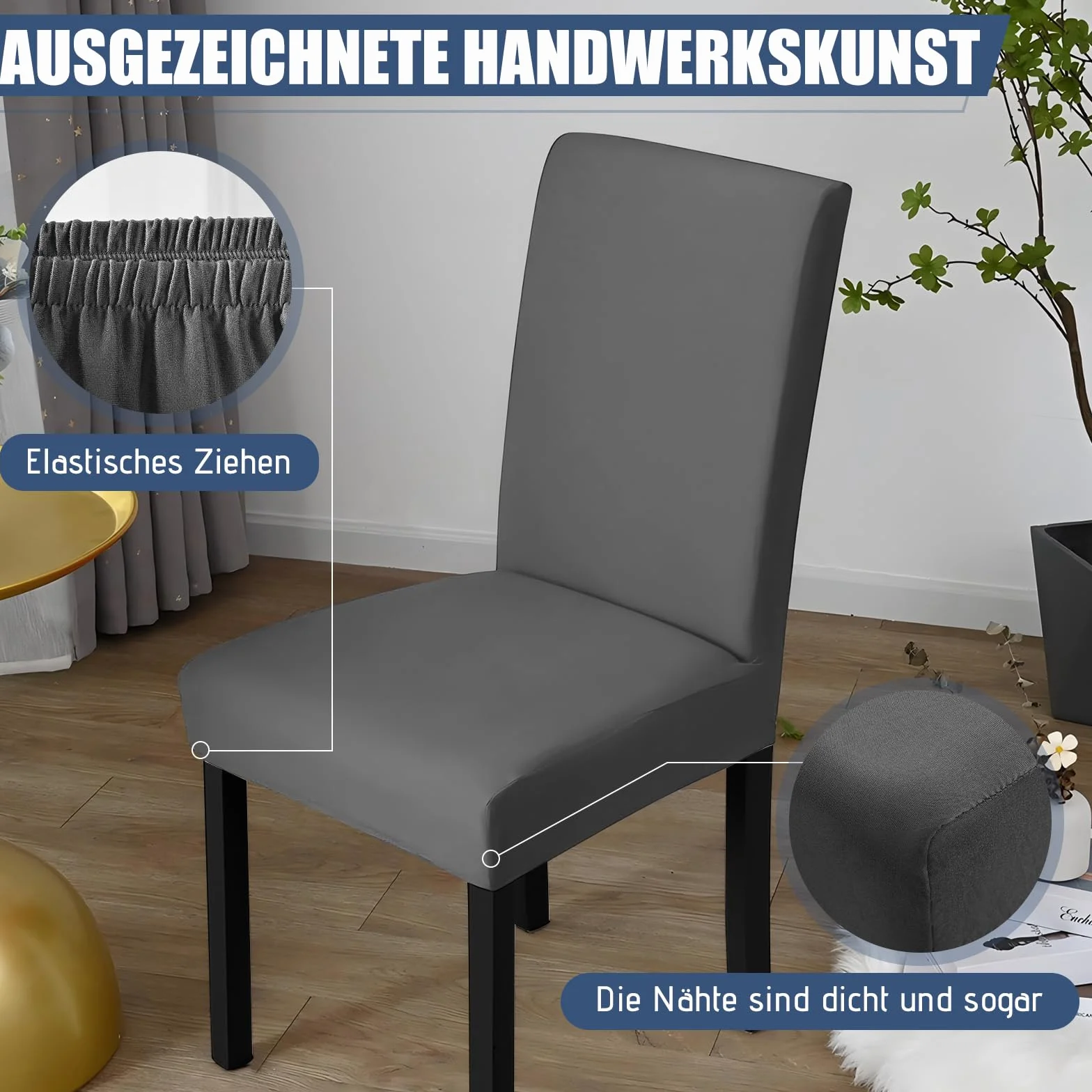 Elastyczne pokrowce na krzesła typu swing, zestaw 6 sztuk, pyłoszczelne i plamoodporne, pokrowce na krzesła swing są łatwe do rozłożenia i prania w pralce, do kuchni, restauracji, bankietów