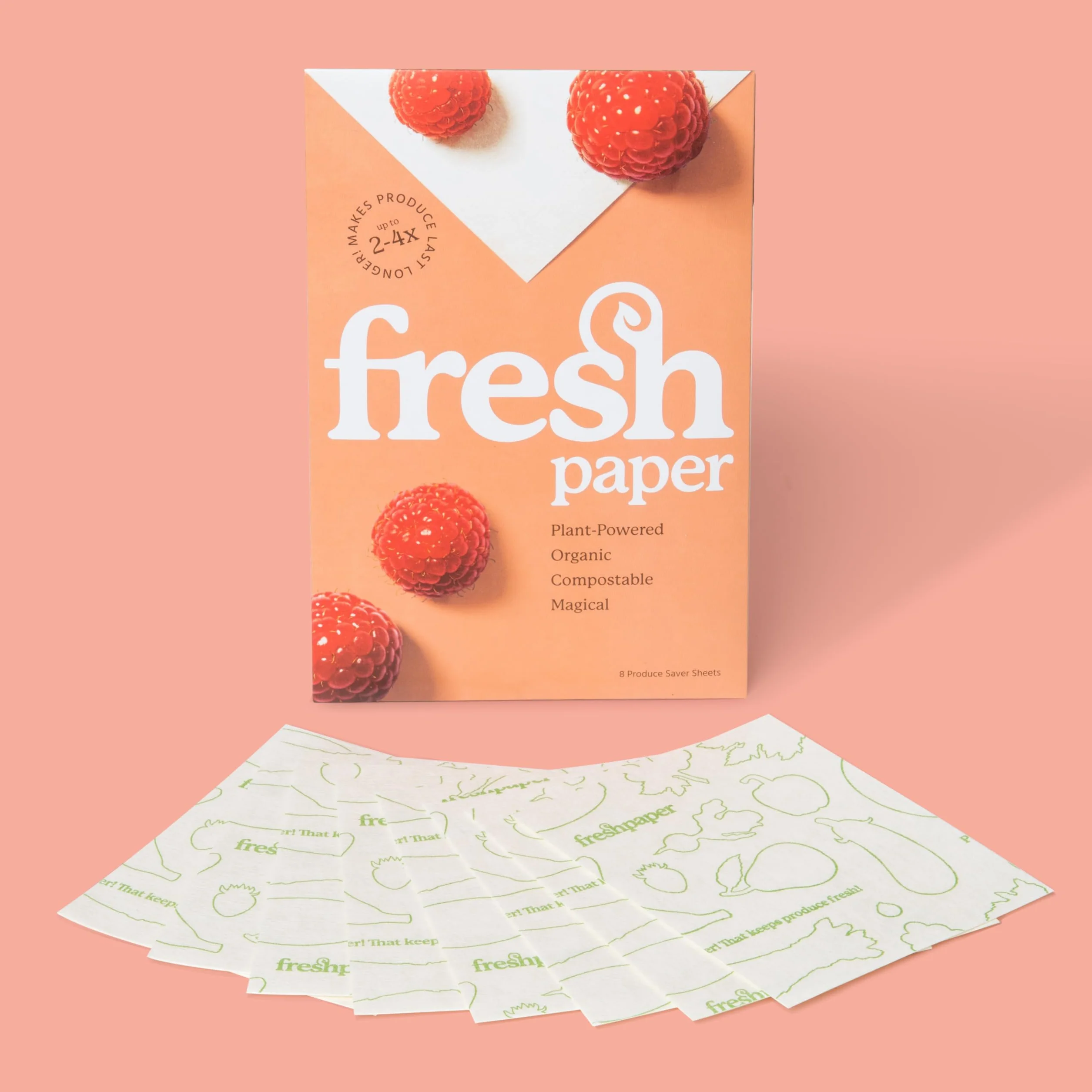 FRESHPAPER utrzymuje świeżość owoców i warzyw przez 2-4 x dłużej, 8 arkuszy wielokrotnego użytku do przechowywania żywności (1 opakowanie), wyprodukowano w USA przez The FRESHGLOW Co