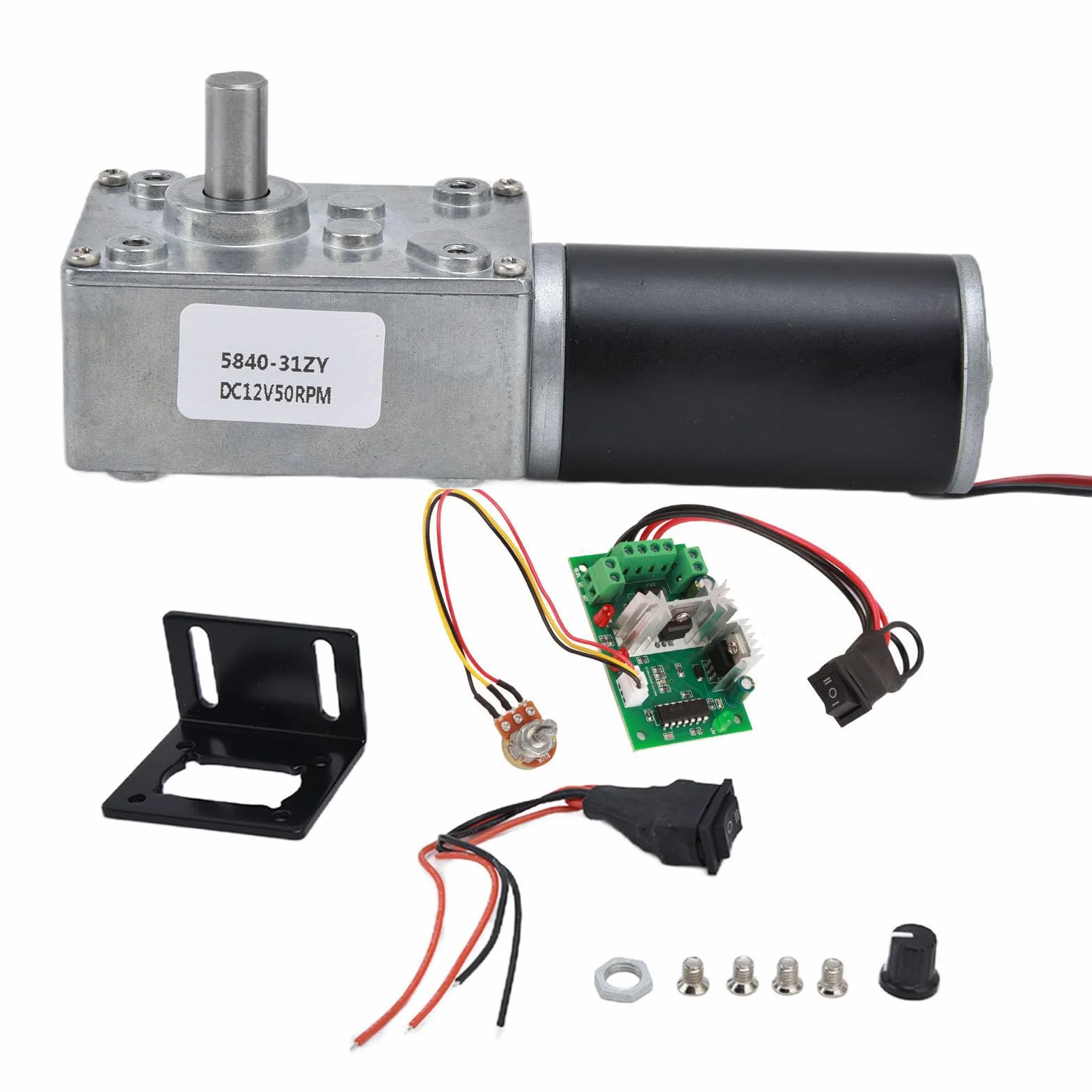 Silnik DC 12V 50 Obr./min Motoreduktor z Wałem 8 mm PWM Seria 20-400 RPM
