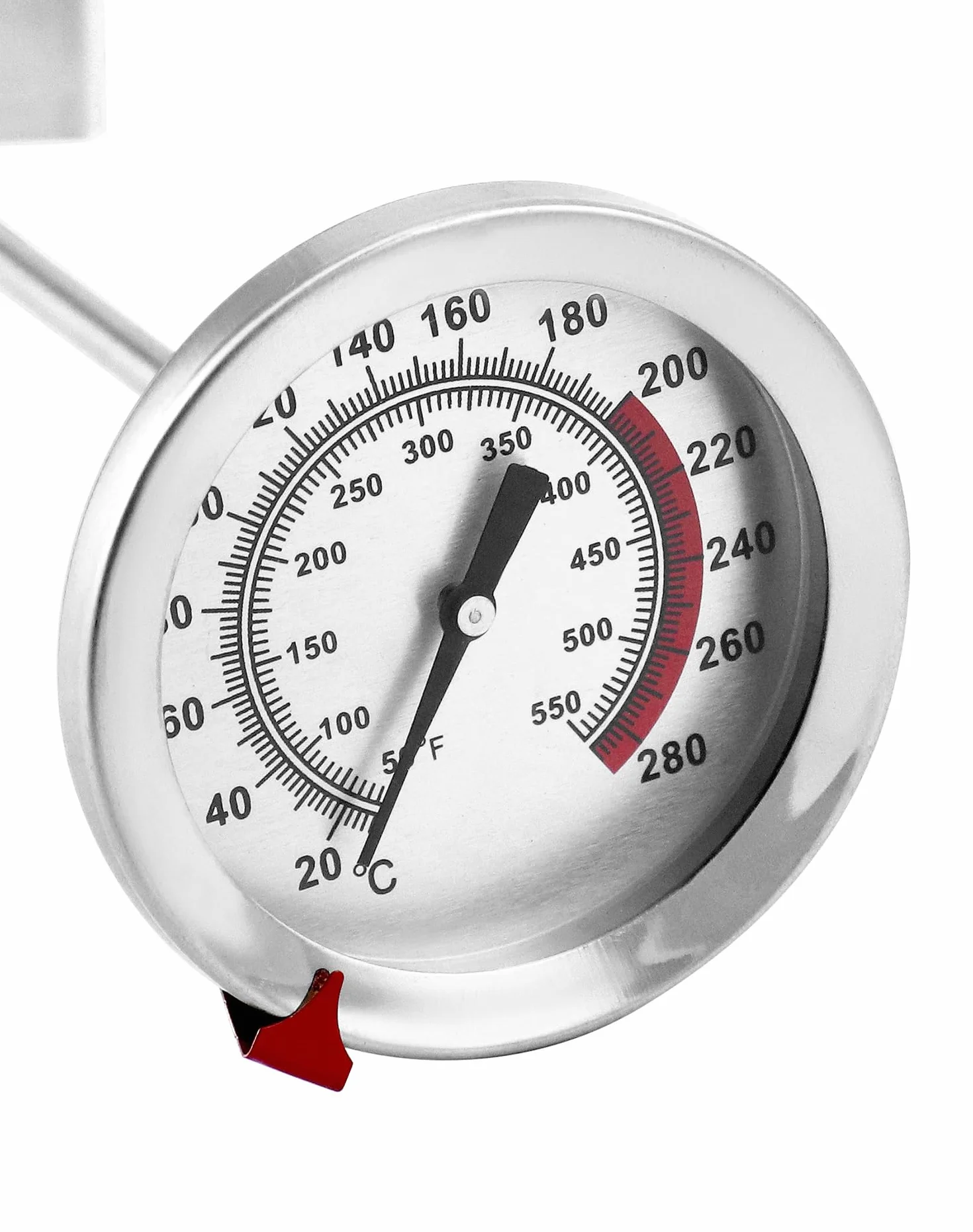 QWORK® 304 termometr do smażenia ze stali nierdzewnej 290°C/550°F z długą sondą 23 cm, natychmiast czytelny analogowy termometr do mięsa, termometr kuchenny