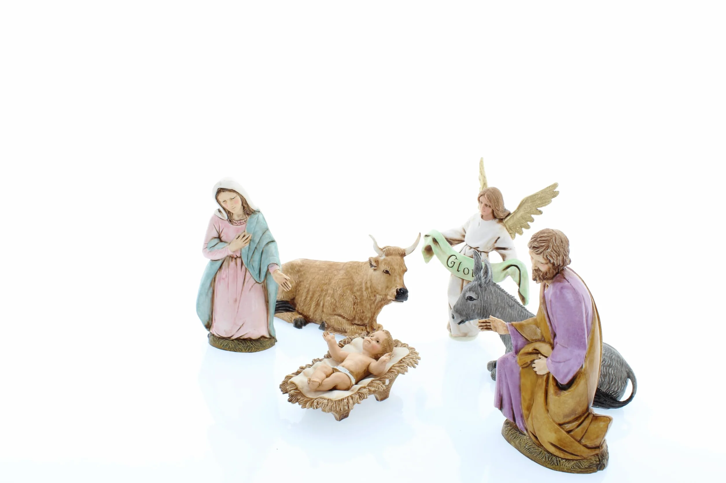 Moranduzzo Szopka, 6 figurek do szopki, 13 cm, skala 1:15, niezniszczalne figurki szopki, styl z XVIII wieku, ręcznie wykończony obraz, oficjalny produkt, wyprodukowano we Włoszech, rzeźbiarz M. Landi