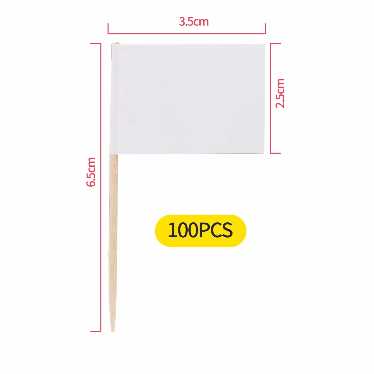 NIYATA 100 szt. flag Kraft Cure zębów, mini etykiety, flaga wykałaczki, etykieta z serem na wesele (białe)