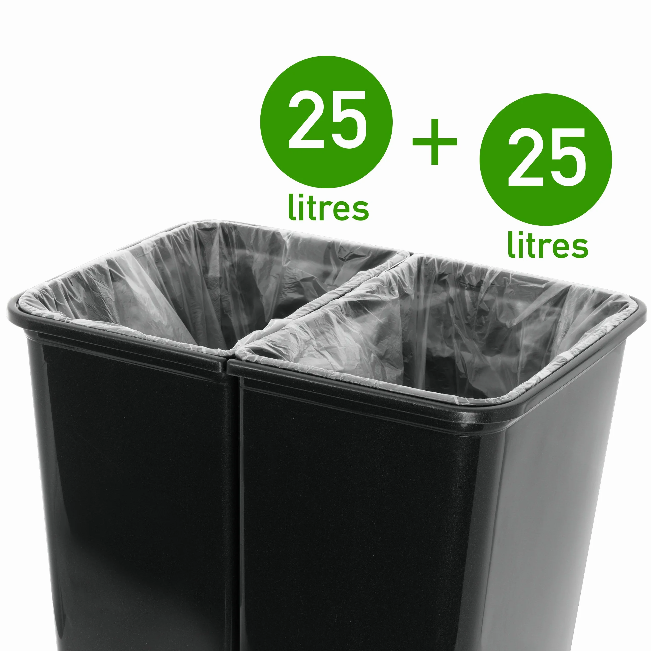 Grizzly Podwójny kosz na śmieci do recyklingu 2x25 litrów antracyt
