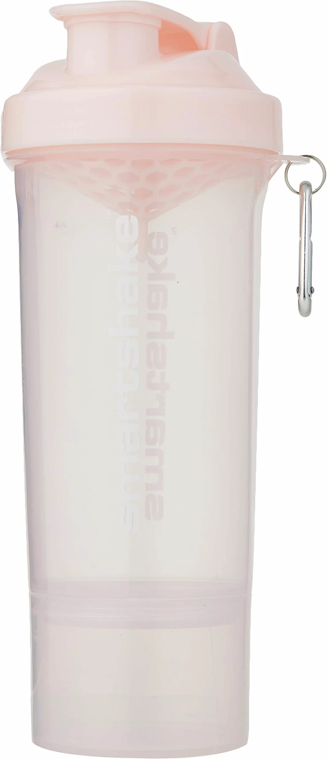 Smartshake Wąska butelka z shakerem proteinowym ze schowkiem, 400 ml do 500 ml, szczelna, bez BPA, małe butelki do shake'a, inteligentny kubek dla kobiet i mężczyzn (bawełniany różowy (jasnolawendowy)