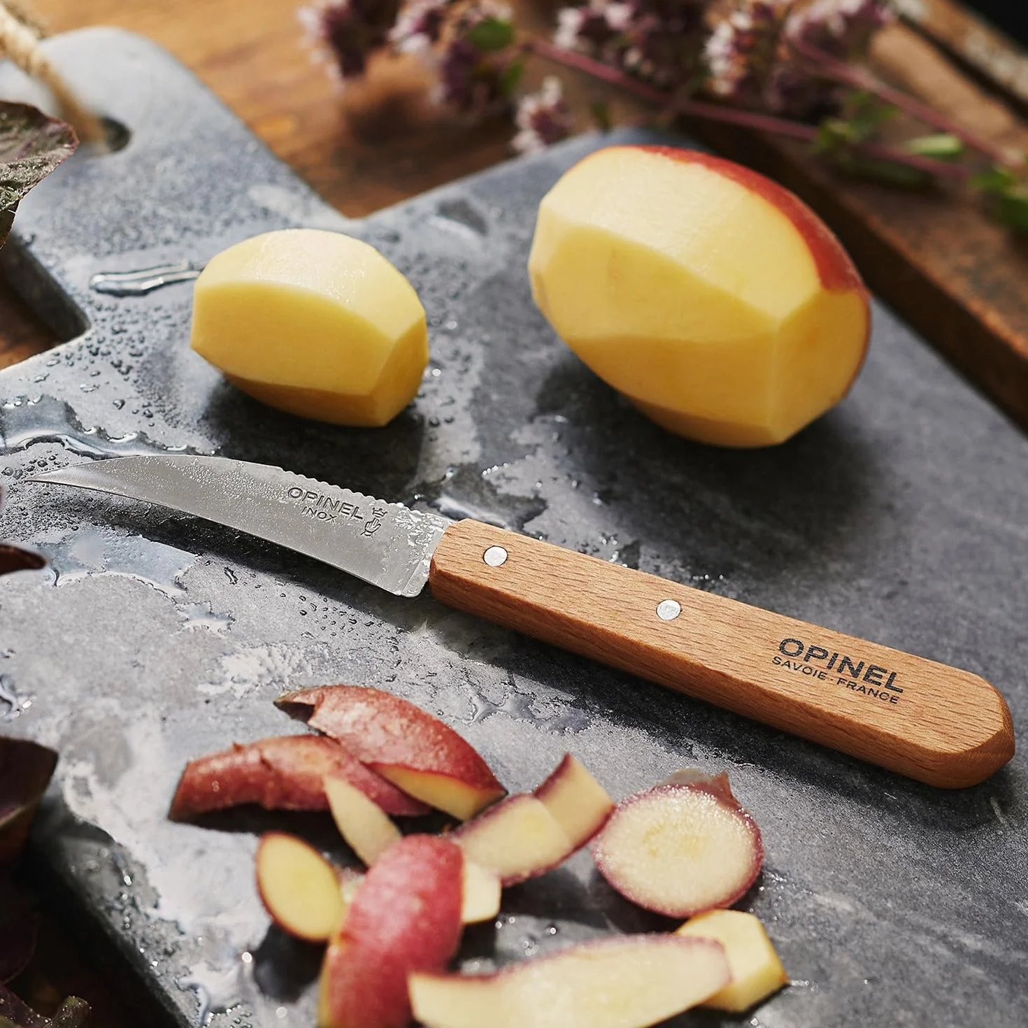 Opinel Zestaw noży kuchennych z drewna bukowego brązowy
