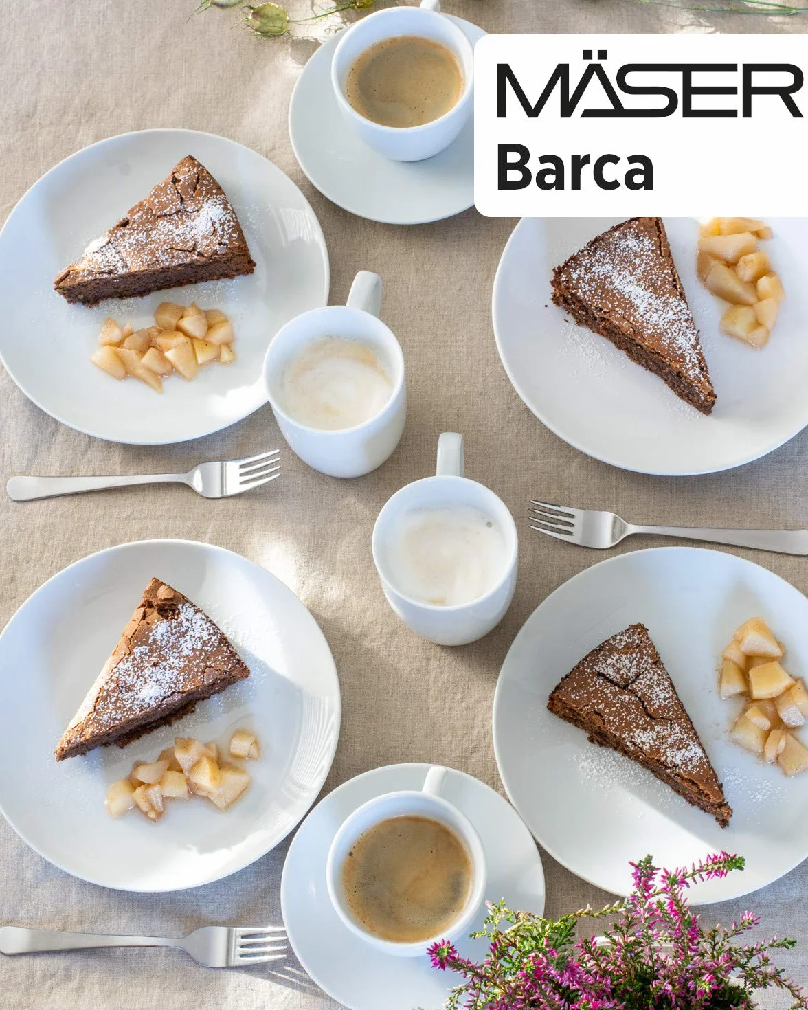 Mäser Barca zestaw talerzy dla 6 osób, 12-częściowy serwis stołowy, porcelana, biały