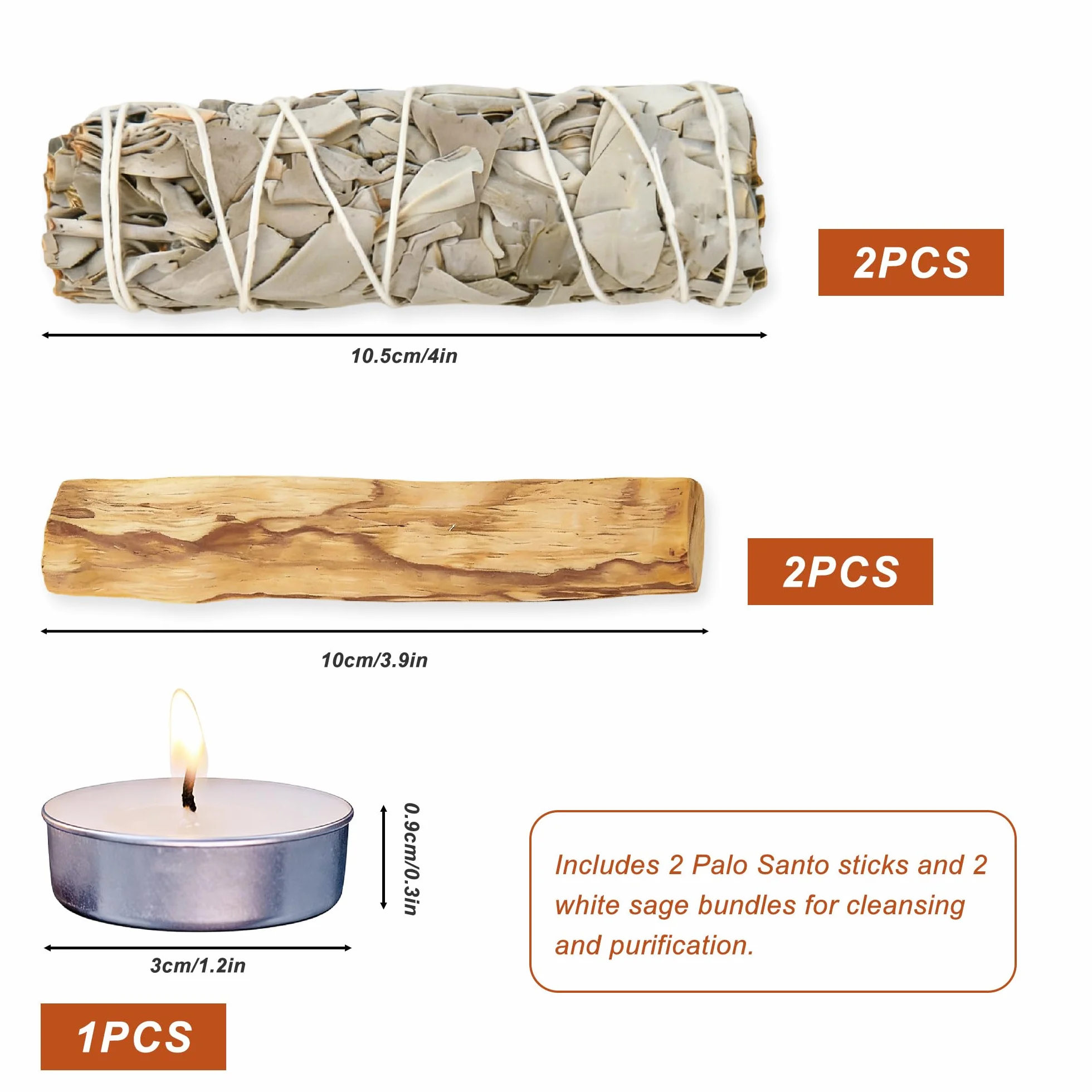 2 białe szałwia i 2 palo Santo Premium kalifornijskie, w 100% naturalne, kontrolowane i zrównoważone zbiory, tradycyjne kadzidełka, odpowiednie do odstraszania negatywnej energii