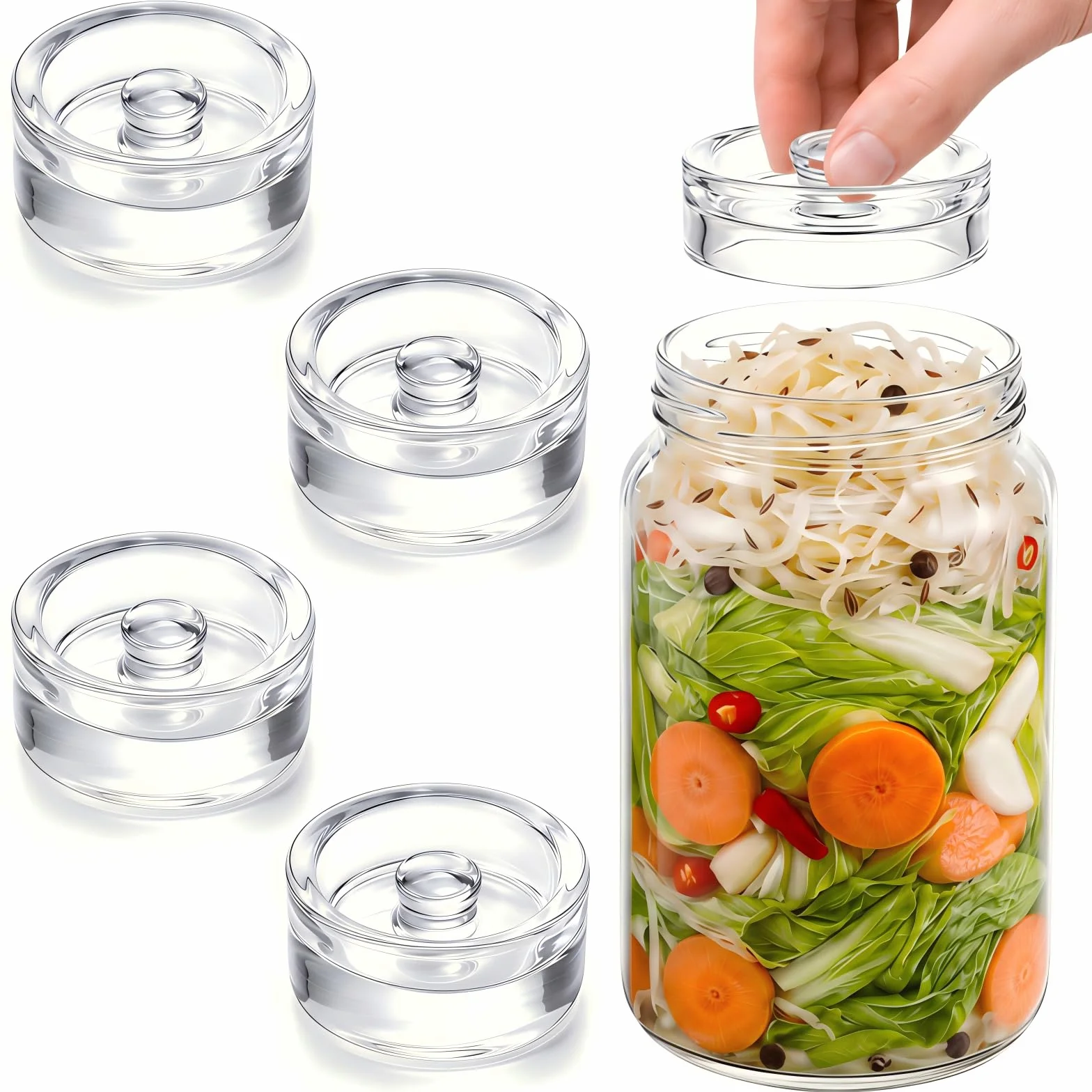 4 sztuk obciążników fermentacyjnych o średnicy 7 cm, szklane obciążniki do fermentacji warzyw w solance, idealne do fermentacji kimchi, kimchi, ogórków i innych fermentowanych produktów