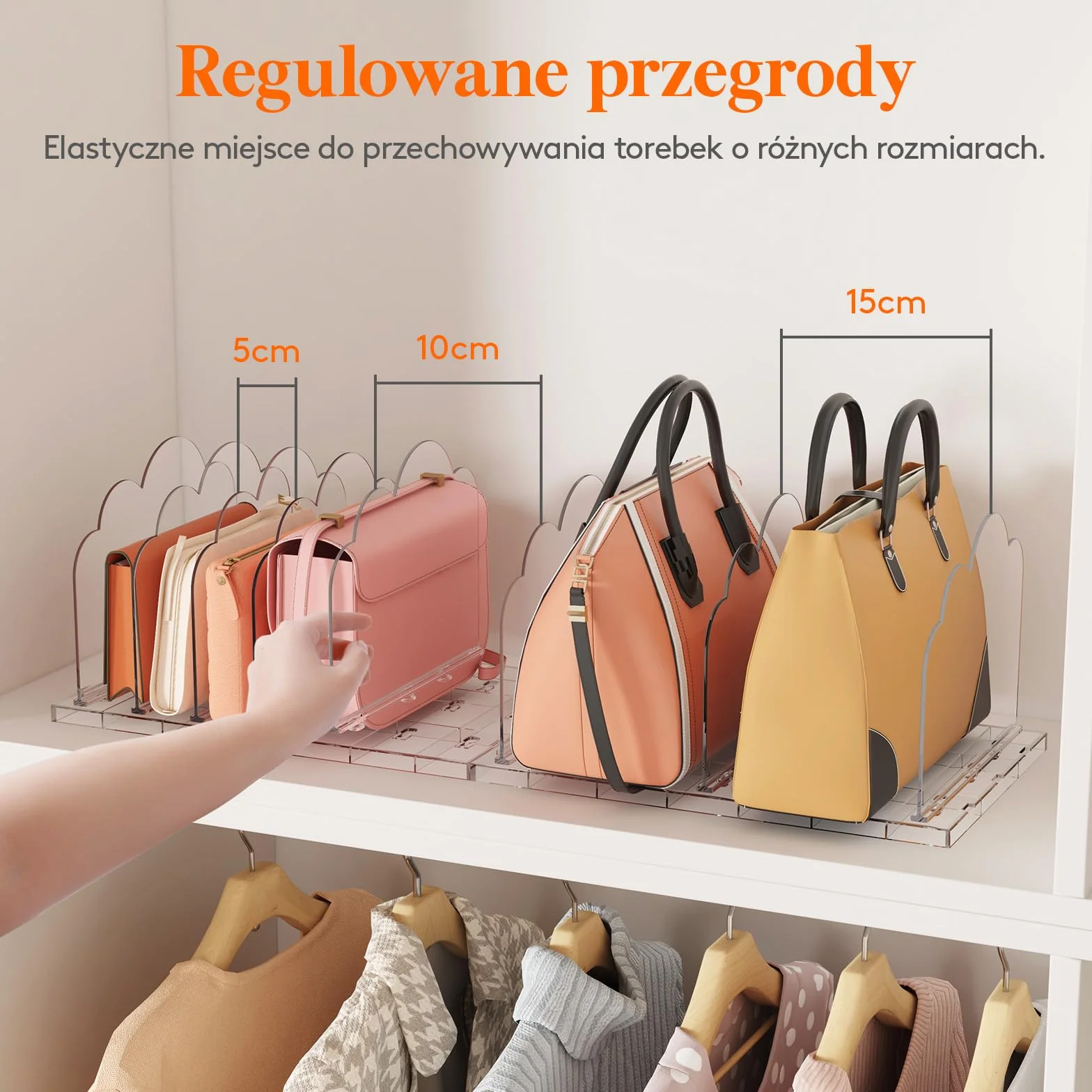 Lifewit 3 sztuki przezroczystych przegródek do torebki, stojaka, szafy, kopertówki, toreb do przenoszenia, książek w sypialni