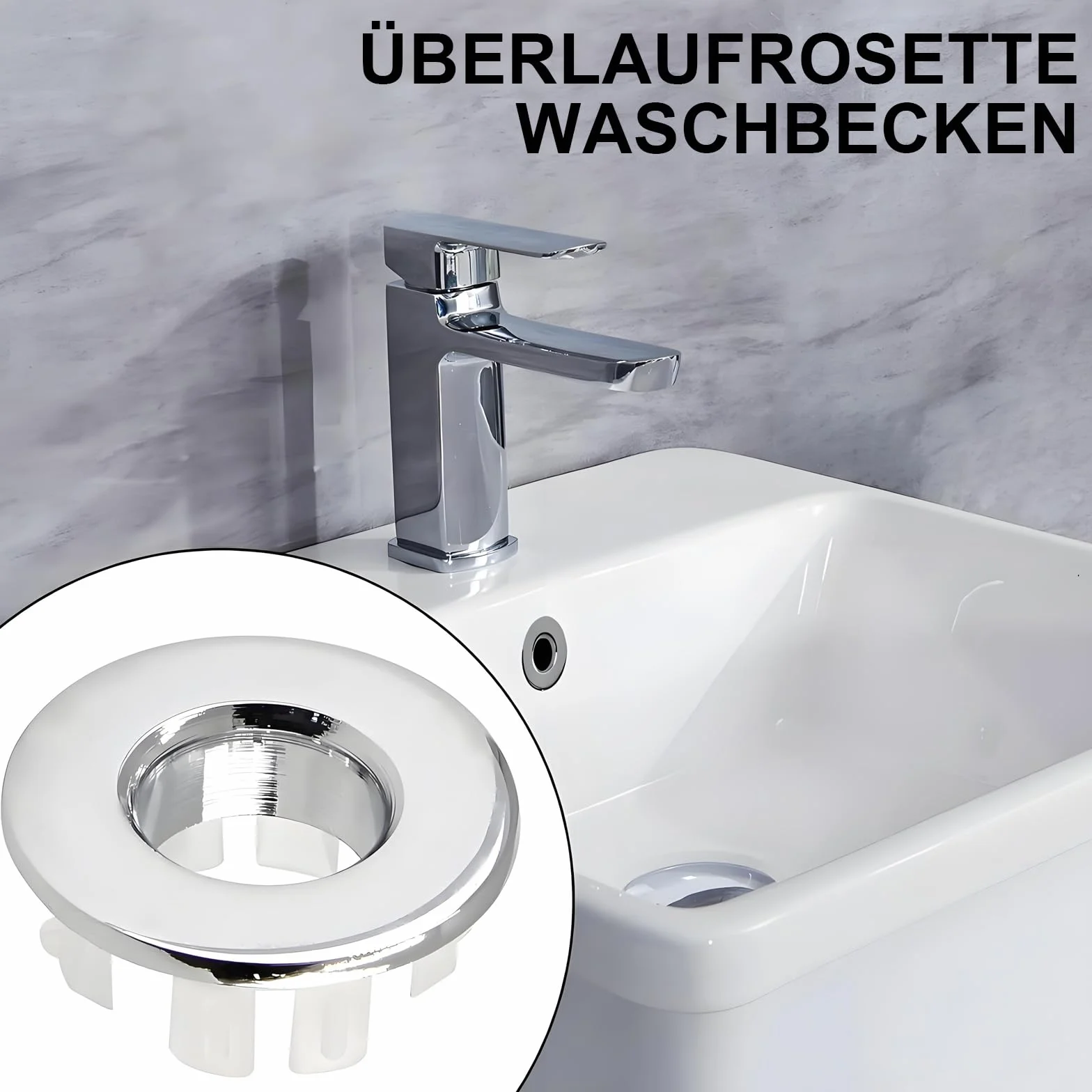 2 sztuki osłon przelewowych do umywalki, rozeta przelewowa, otwór do umywalki z otworem 22-24 mm, srebrne osłony przelewowe, okrągłe zatyczki przelewowe do kuchni, łazienki (sliber)