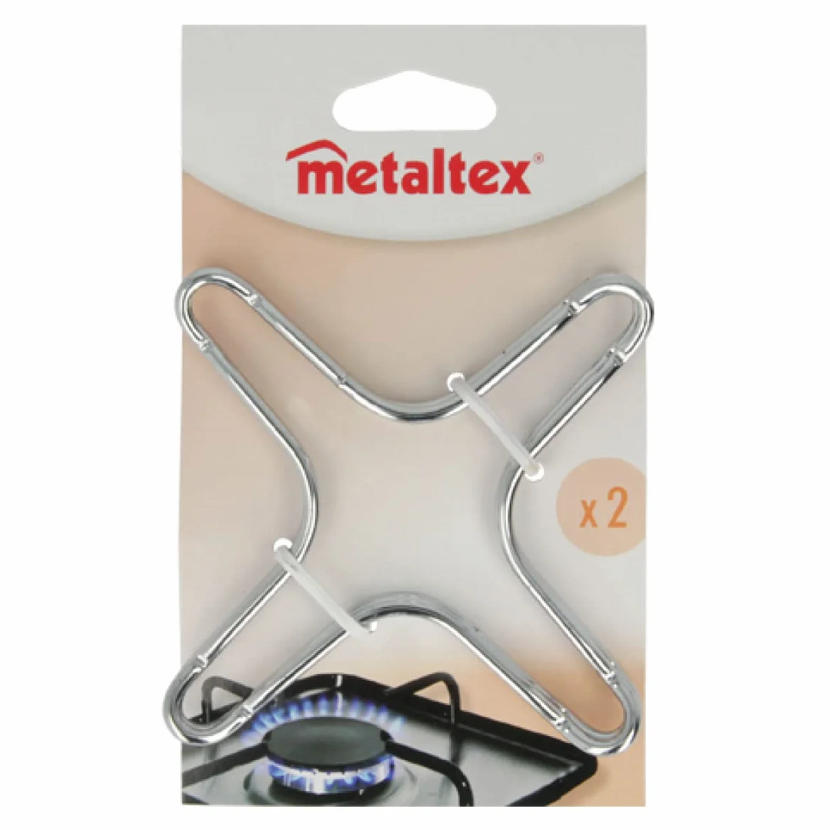 Metaltex nakładka na kuchenkę gazową chromowana 10 x 10 cm zestaw 2 sztuk