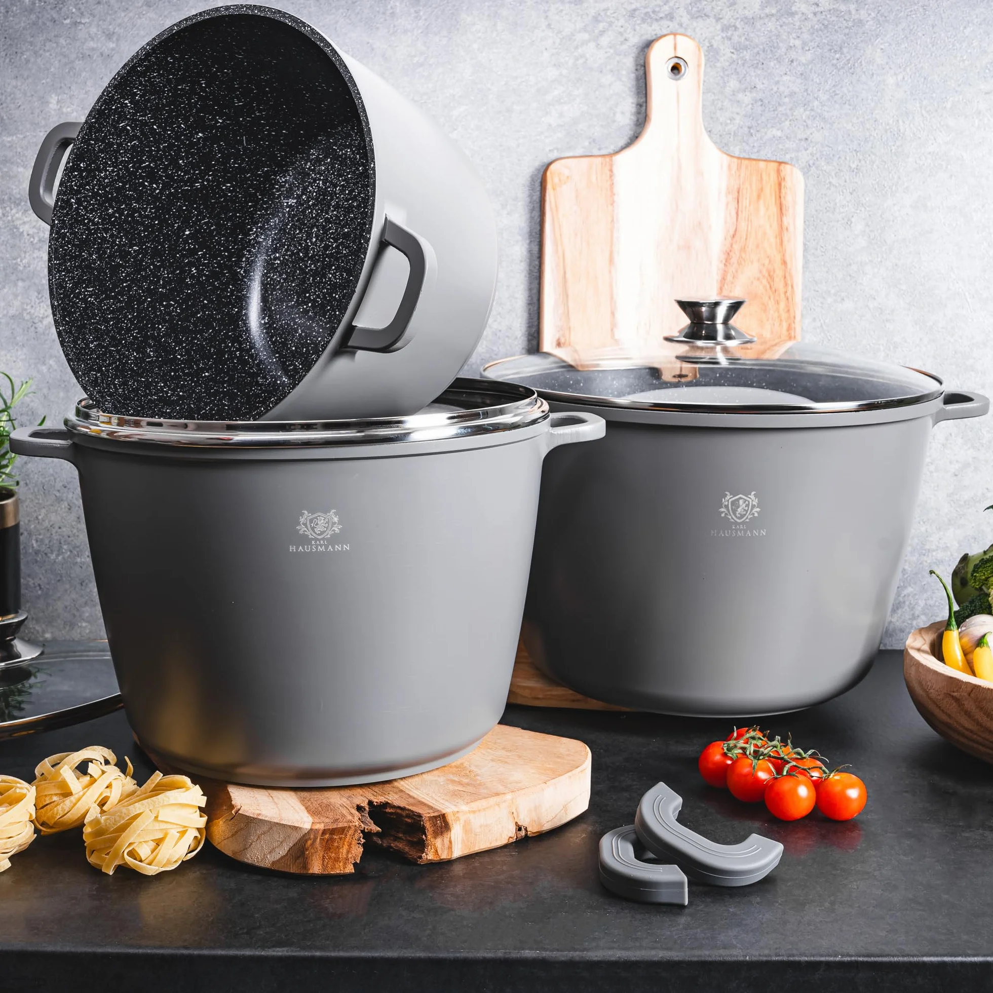 KARL HAUSMANN Garnek Aluminiowy z Powłoką Granitową 10L Ø 28cm ze Szklaną Pokrywką