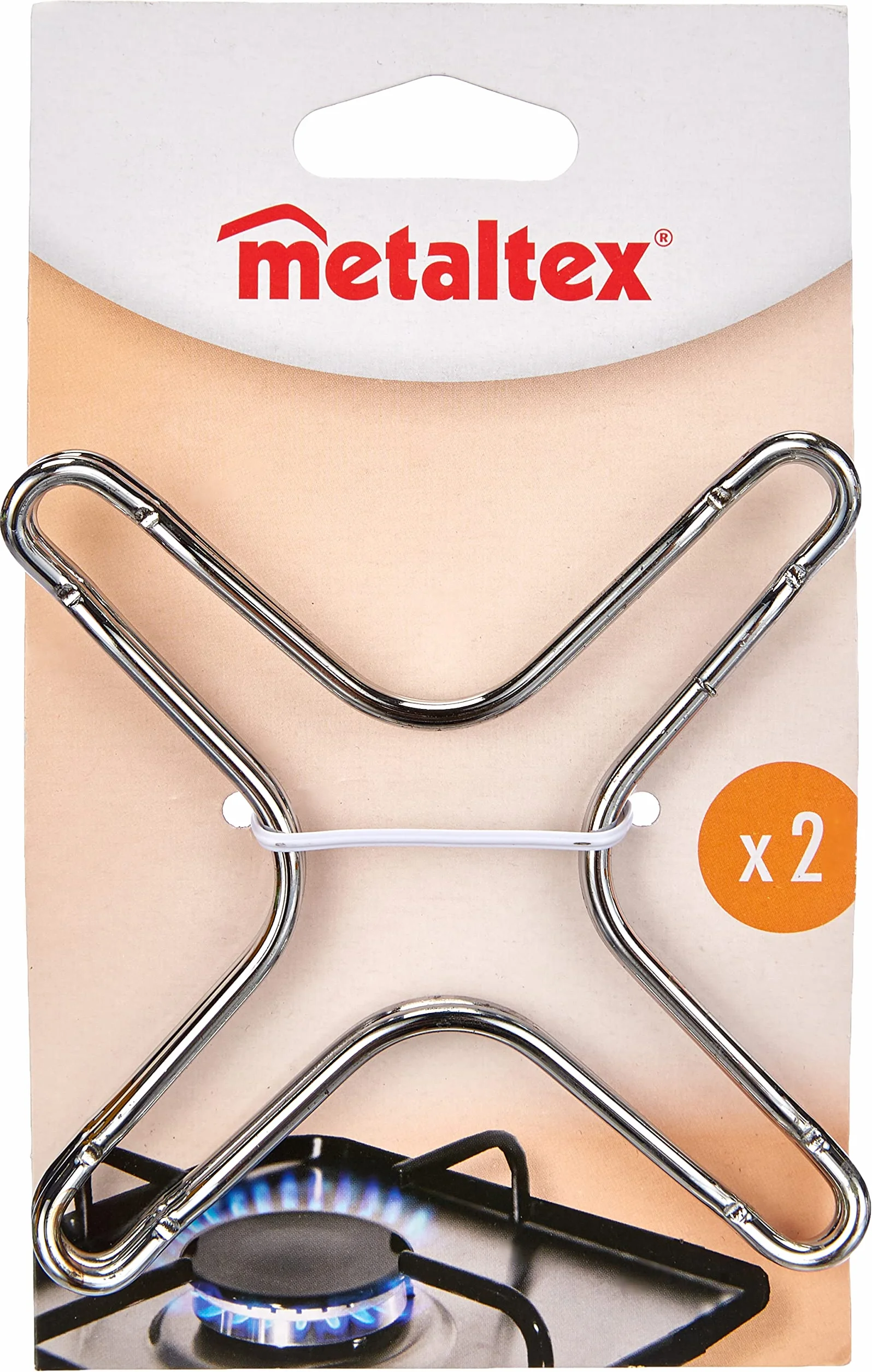 Metaltex nakładka na kuchenkę gazową chromowana 10 x 10 cm zestaw 2 sztuk