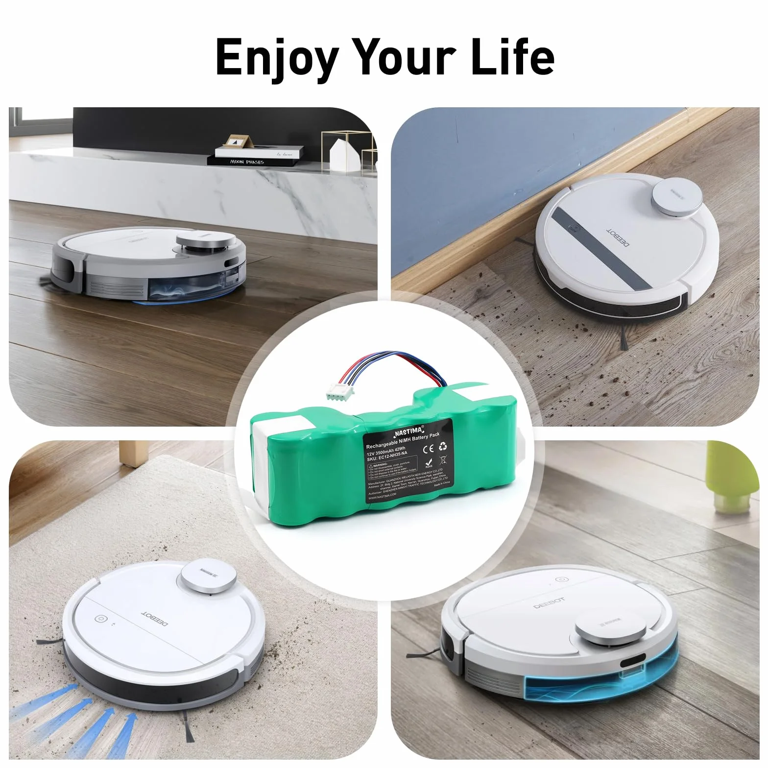 NASTIMA Akumulator 12 V 3500 mAh Ni-MH kompatybilny z Ecovacs Deebot 900, 700, 600, M88, DE33, DE35, DE35G, DE53, DE55, DN33, DN36, DN39, DN55, DD3G, DD4G, DD33, Deebot Ozmo 600 600 01 61 0 700 902