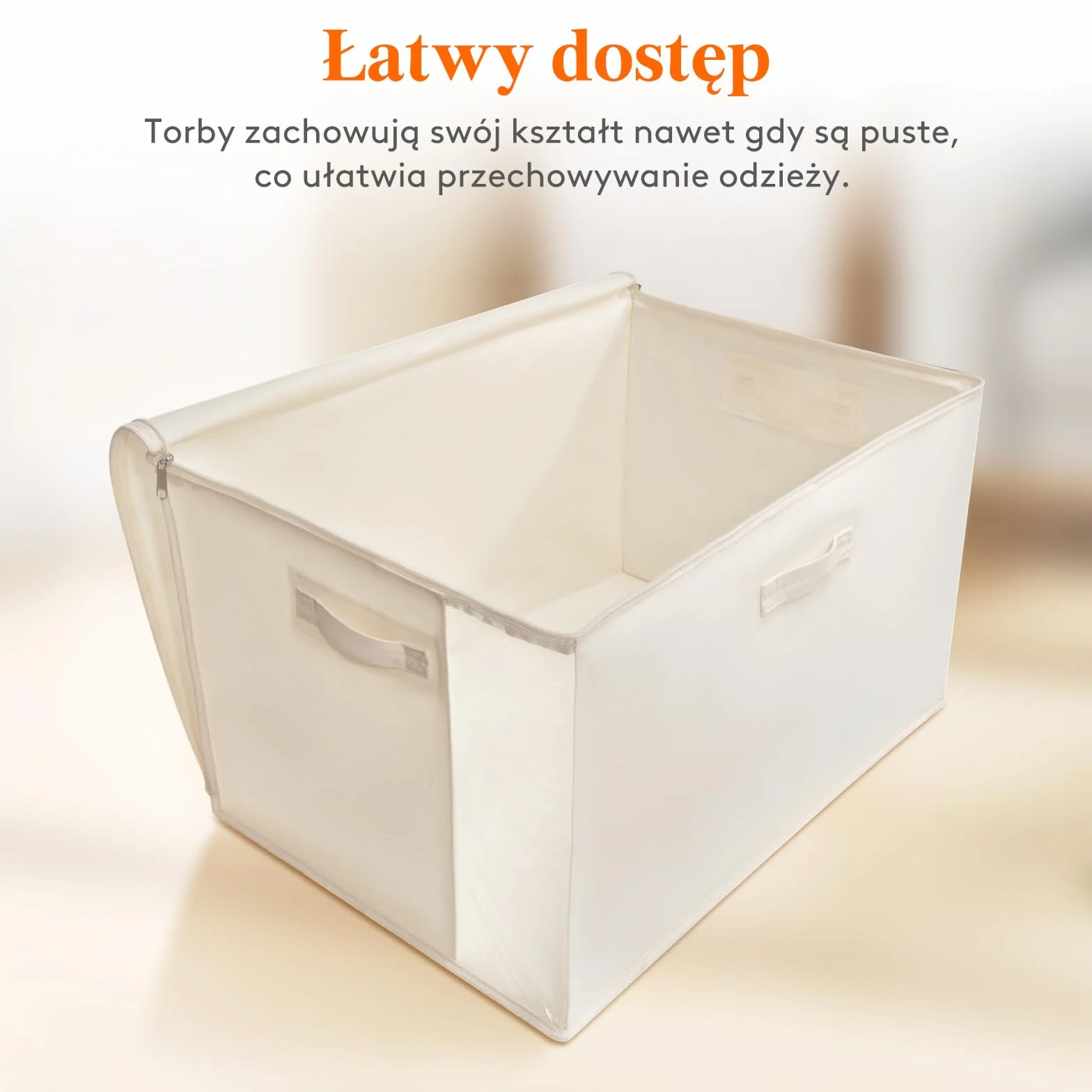 Lifewit 90L torba do przechowywania kołder z uchwytami, pojemnik do przechowywania ubrań, organizer do szafy, beżowy, 4 sztuki