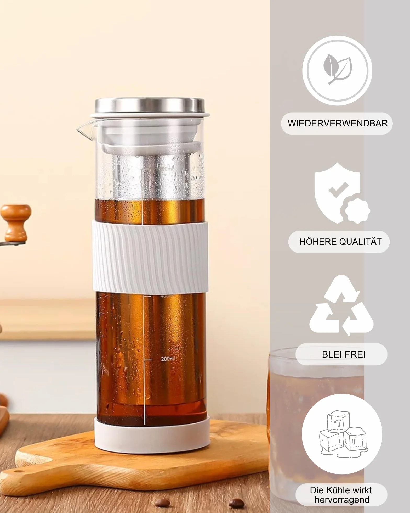 Cold Brew zaparzacz do kawy 800 ml z filtrem ze stali nierdzewnej 304