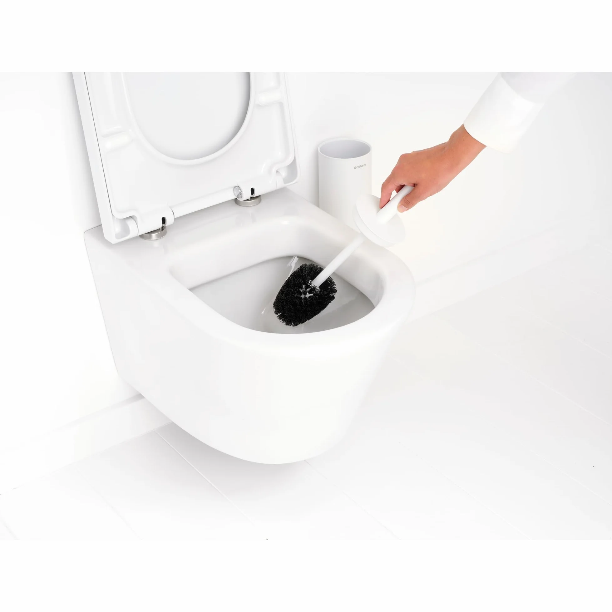 Brabantia Mindset Szczotka Toaletowa w Obudowie Stalowy Uchwyt Ochronny Odporna na Korozję Fresh White 42 cm