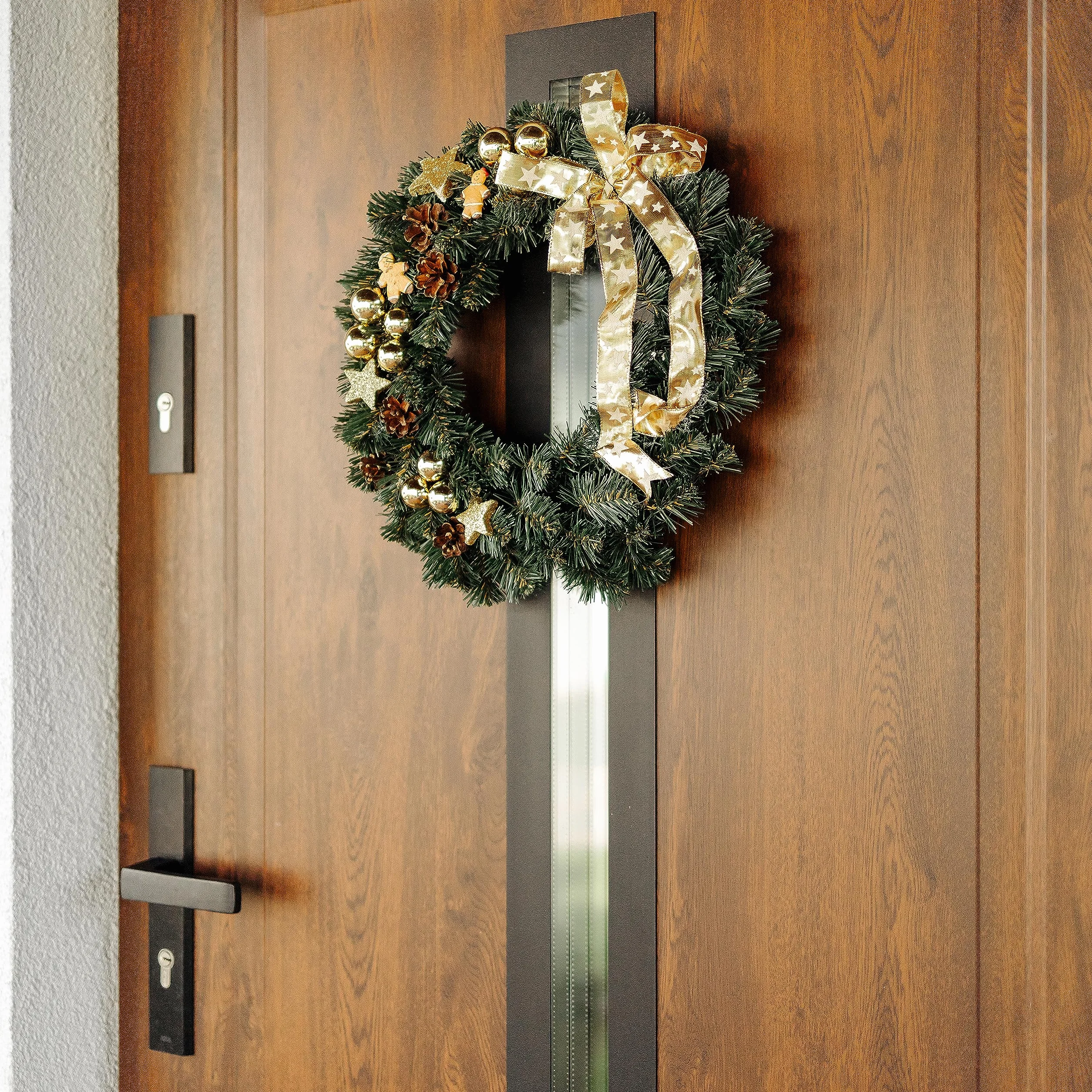 Creative Home Sztuczny Świąteczny Wieniec Bożonarodzeniowy Złoty 35 cm Dekoracja na Drzwi