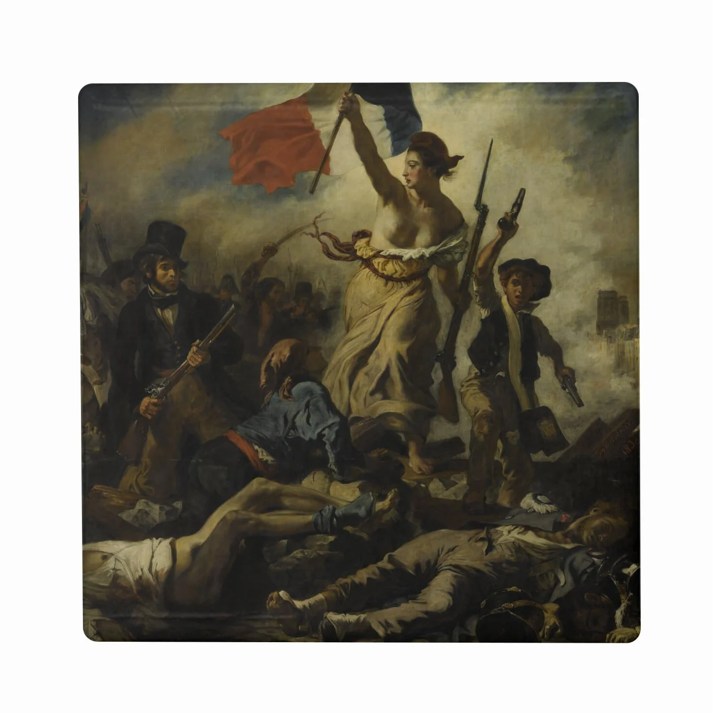 Eugene Delacroix La Liberte prowadzący lud rewolucję magnes na lodówkę 5x5cm ceramiczny kwadratowy