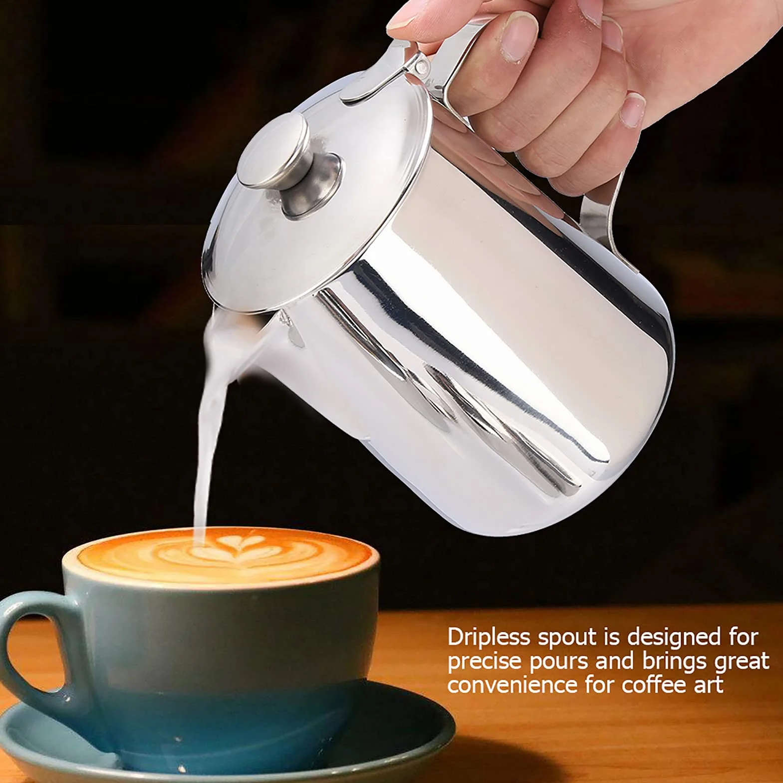 Dzbanek do Spieniania Mleka ze Stali Nierdzewnej 600 ml do Kawy Latte Art