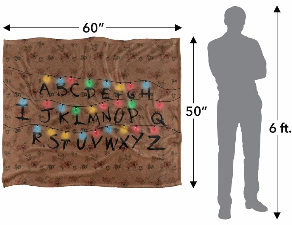 Stranger Things Świąteczne Światła Alfabet Koc Narzuta Silky Touch 152 x 127 cm