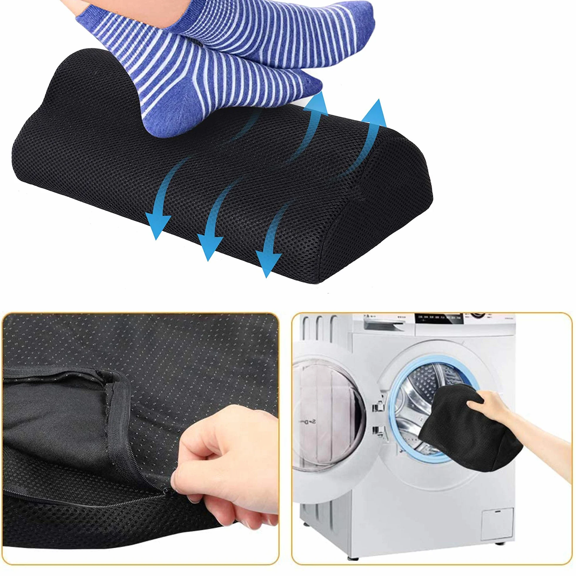 Podnóżek pod biurko WDEC Ergonomiczny podnóżek z regulowanym wzrostem, antypoślizgowy, piankowy podkład pod stopy, kompaktowa podpórka dla domu, biura, podróży